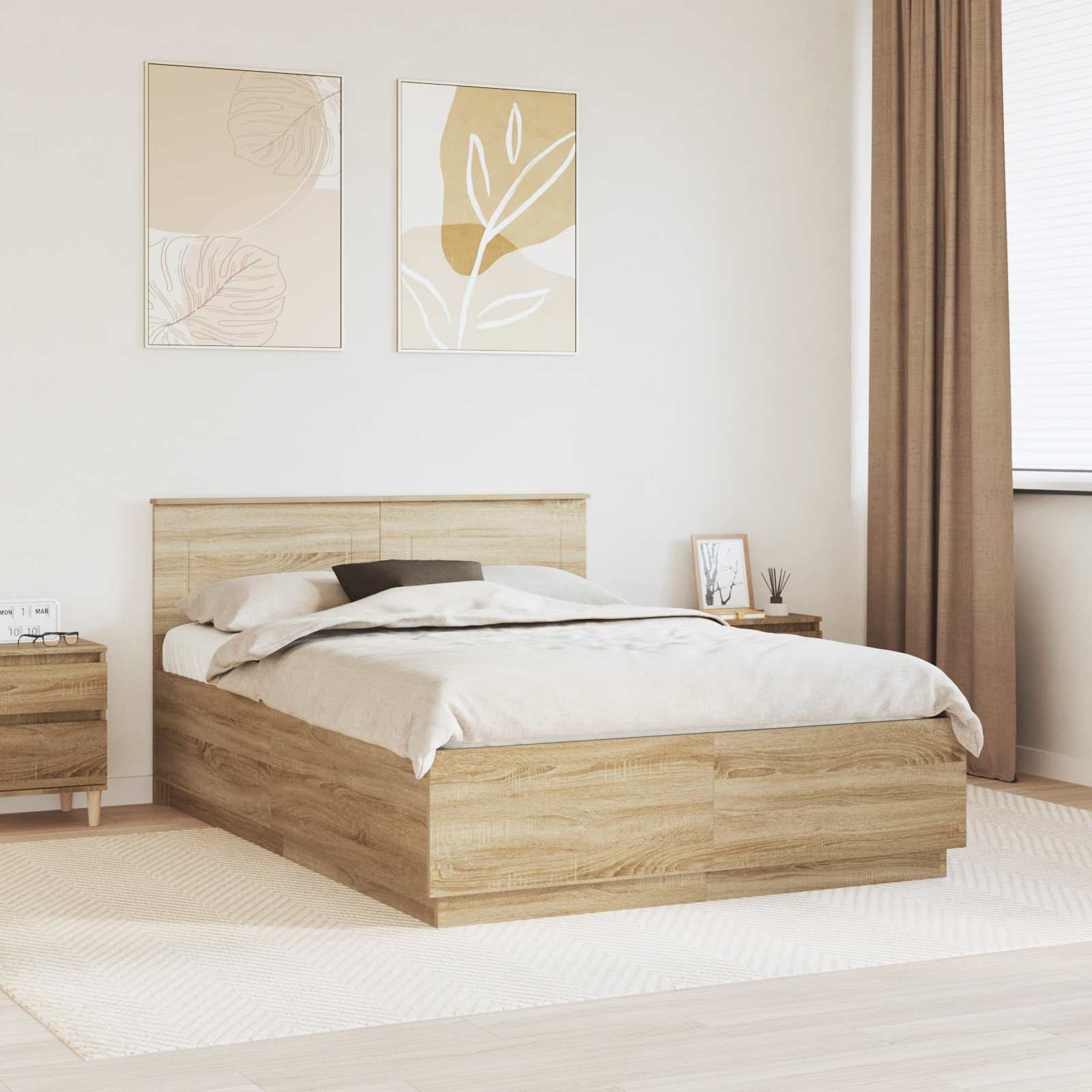 vidaXL Bedframe met hoofdeinde Wit 200 x 200 cm Bewerkt hout