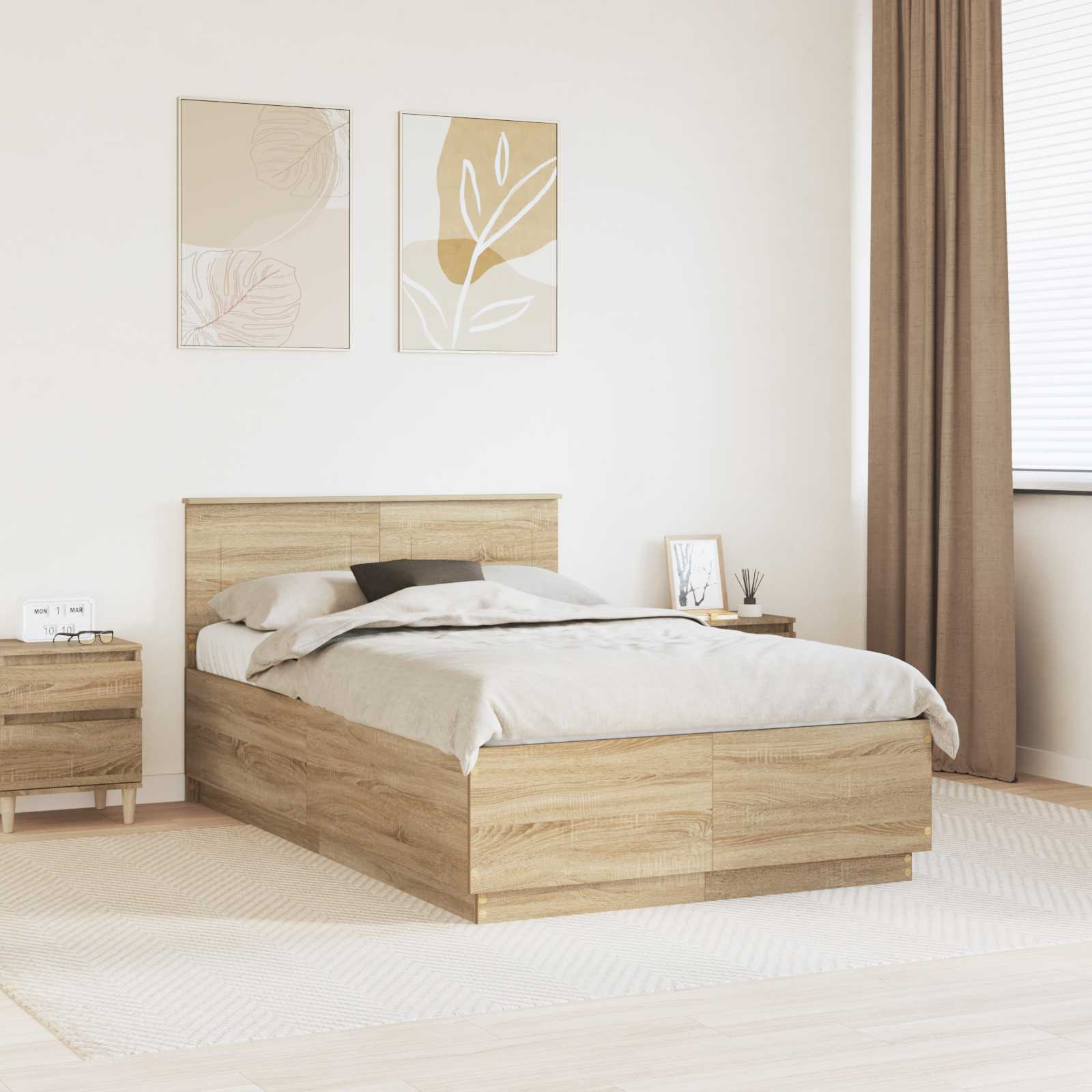 vidaXL Bedframe met hoofdeinde Wit 200 x 200 cm Bewerkt hout
