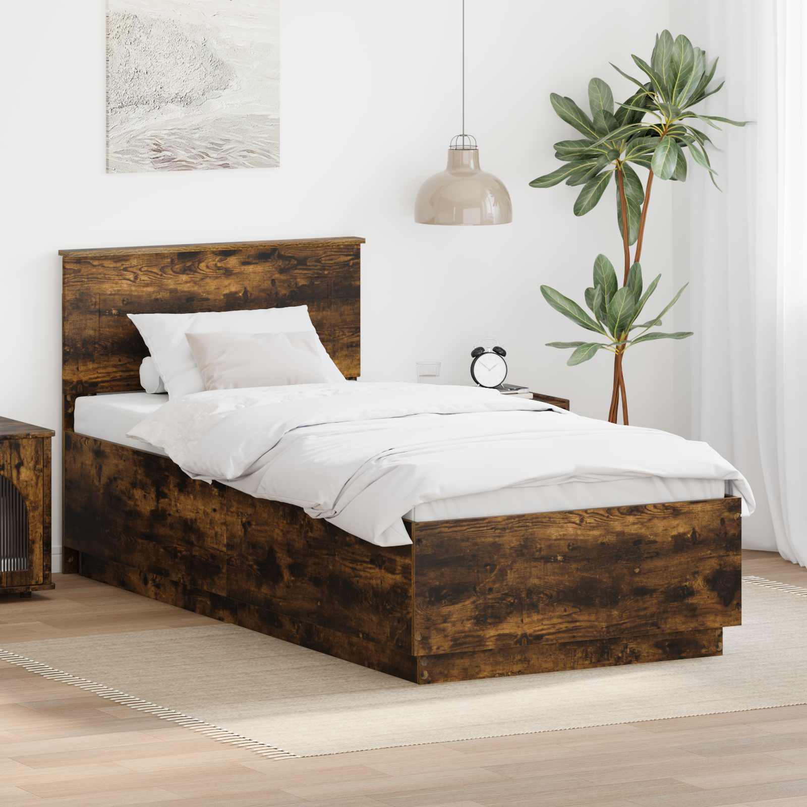 vidaXL Bedframe met hoofdeinde Wit 200 x 200 cm Bewerkt hout