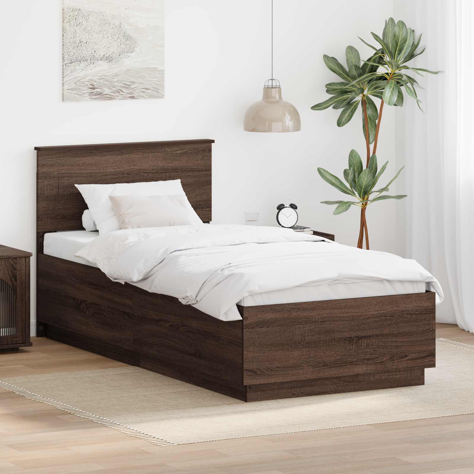 vidaXL Bedframe met hoofdeinde Wit 200 x 200 cm Bewerkt hout