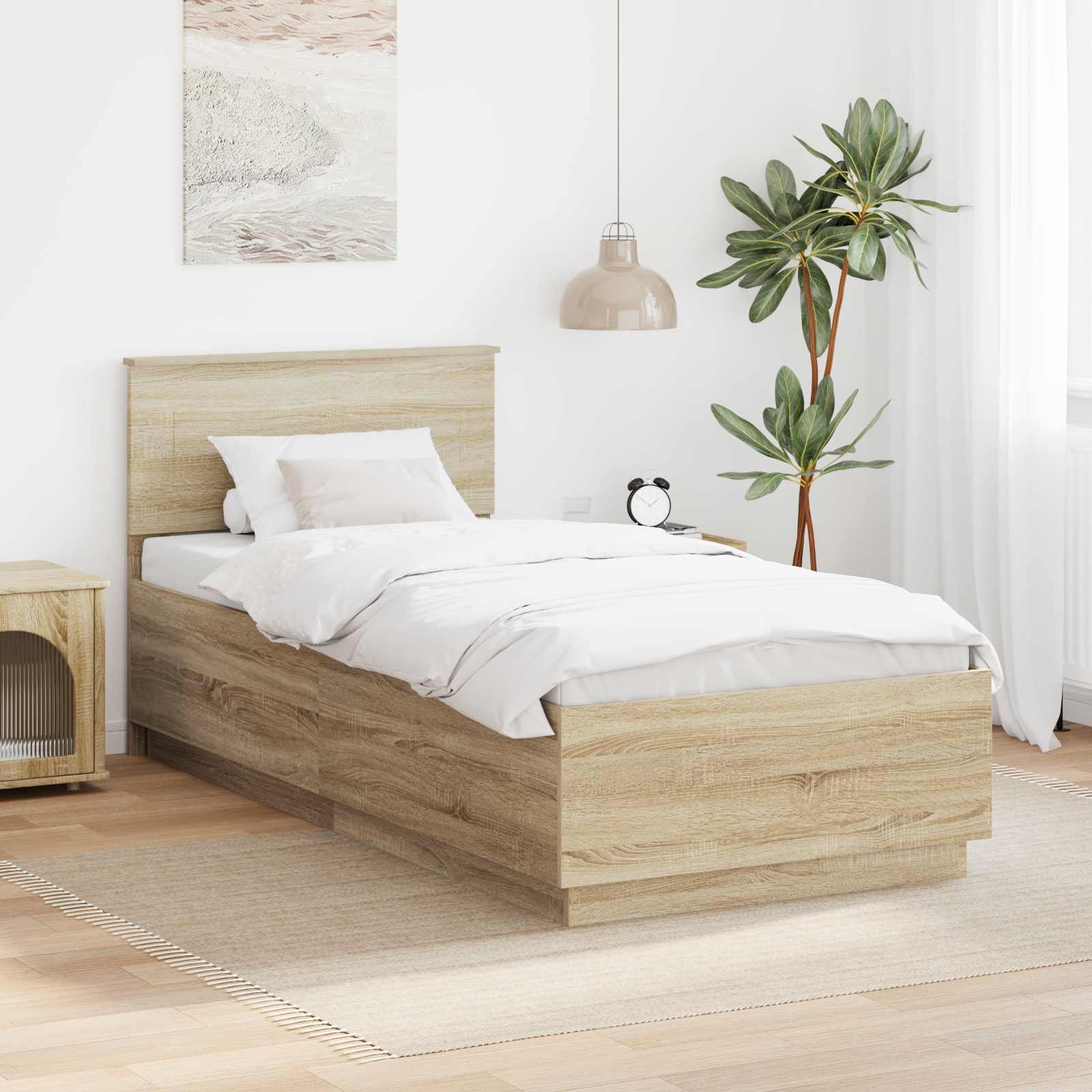 vidaXL Bedframe met hoofdeinde Wit 200 x 200 cm Bewerkt hout