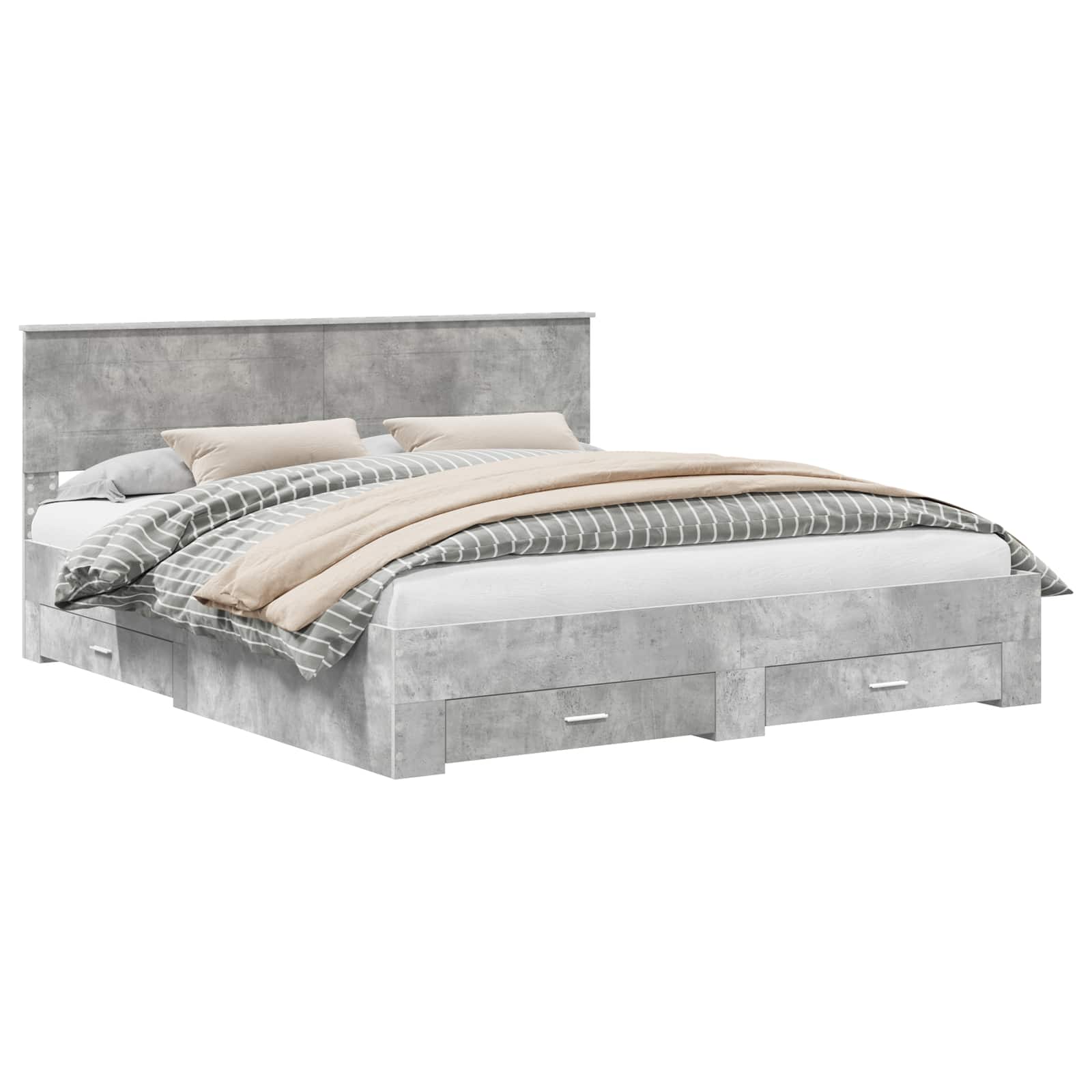 vidaXL Bedframe met lade Zwart en Zilver 200 x 200 cm Bewerkt hout