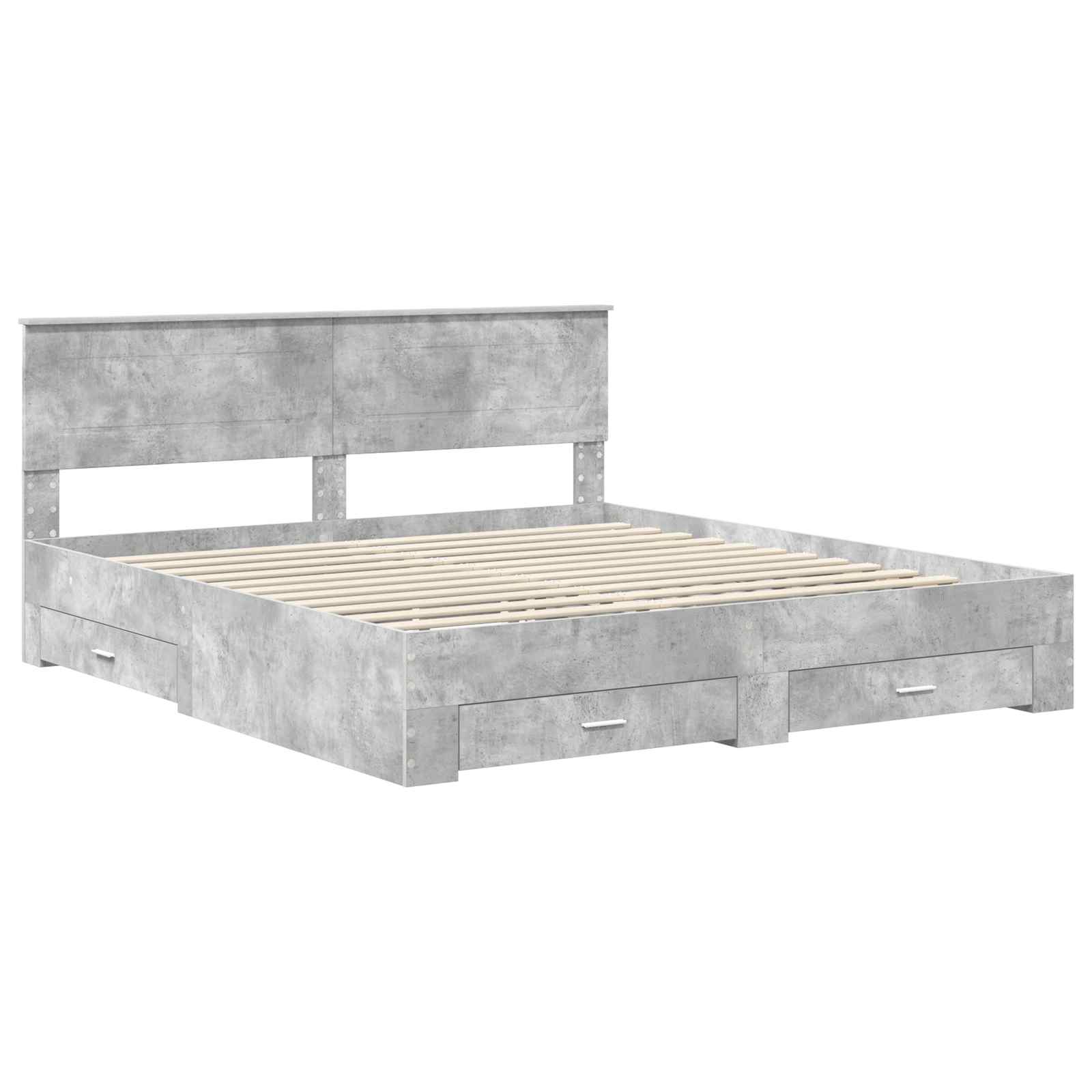 vidaXL Bedframe met lade Zwart en Zilver 200 x 200 cm Bewerkt hout