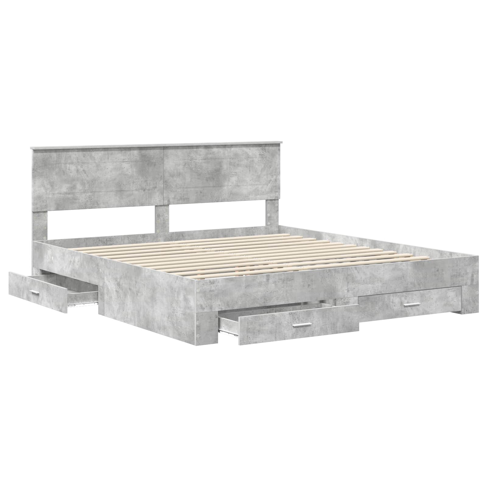 vidaXL Bedframe met lade Zwart en Zilver 200 x 200 cm Bewerkt hout