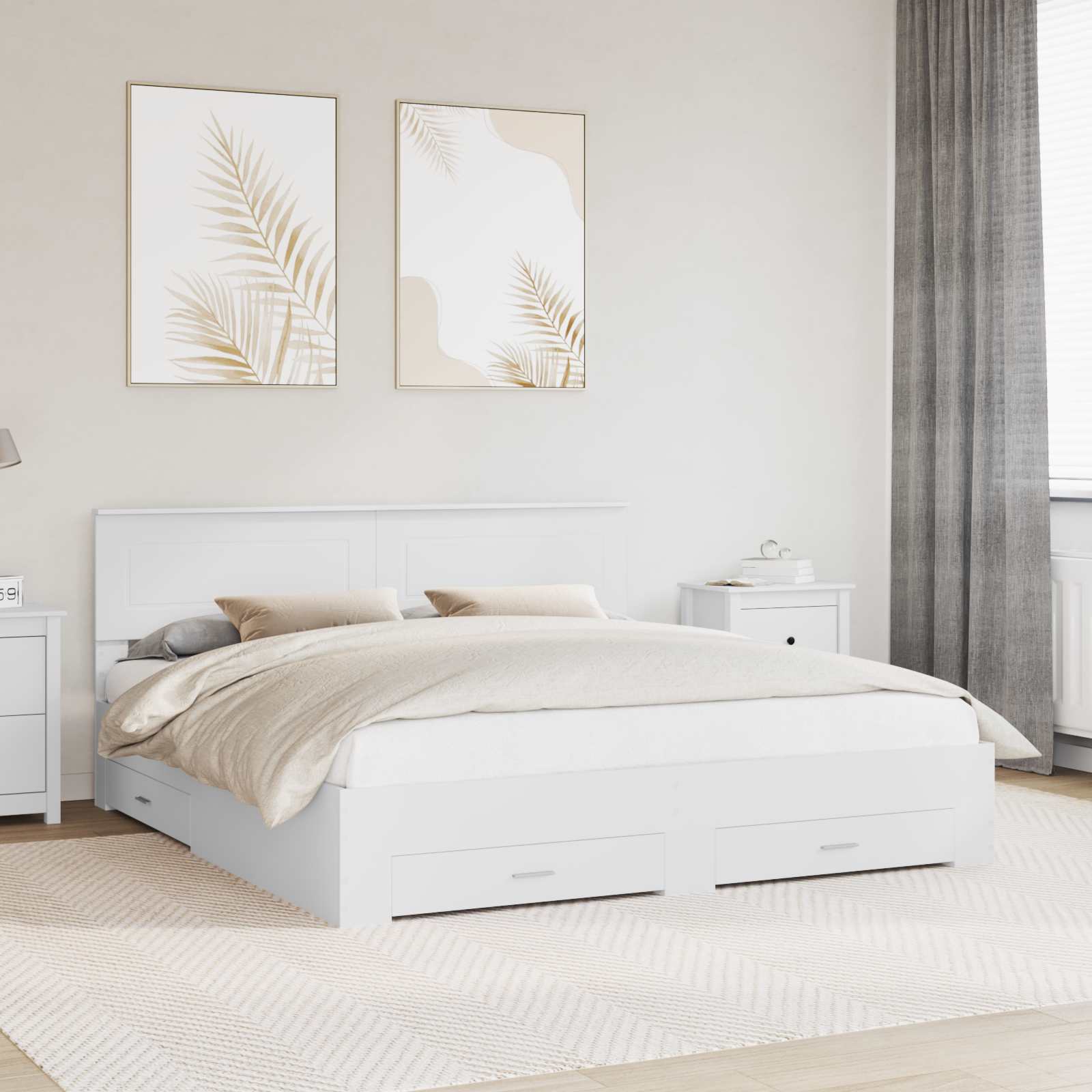 vidaXL Bedframe met lade Zwart en Zilver 200 x 200 cm Bewerkt hout