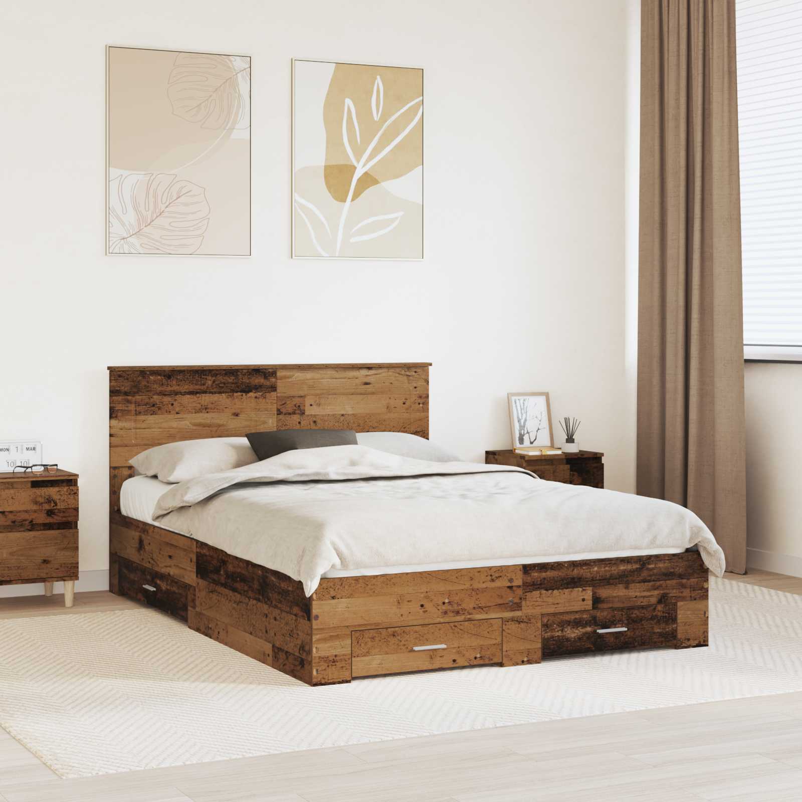 vidaXL Bedframe met lade Zwart en Zilver 200 x 200 cm Bewerkt hout