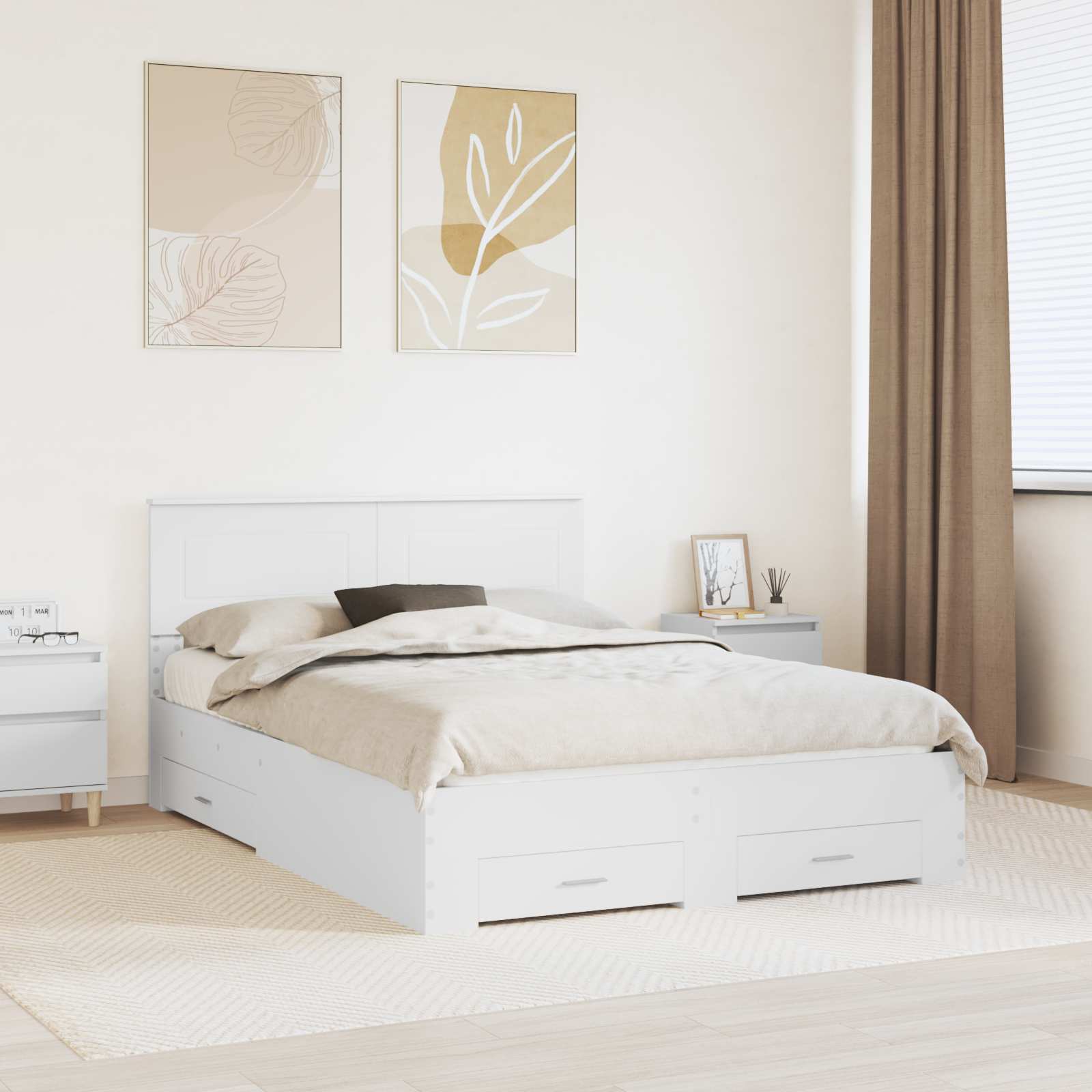 vidaXL Bedframe met lade Zwart en Zilver 200 x 200 cm Bewerkt hout