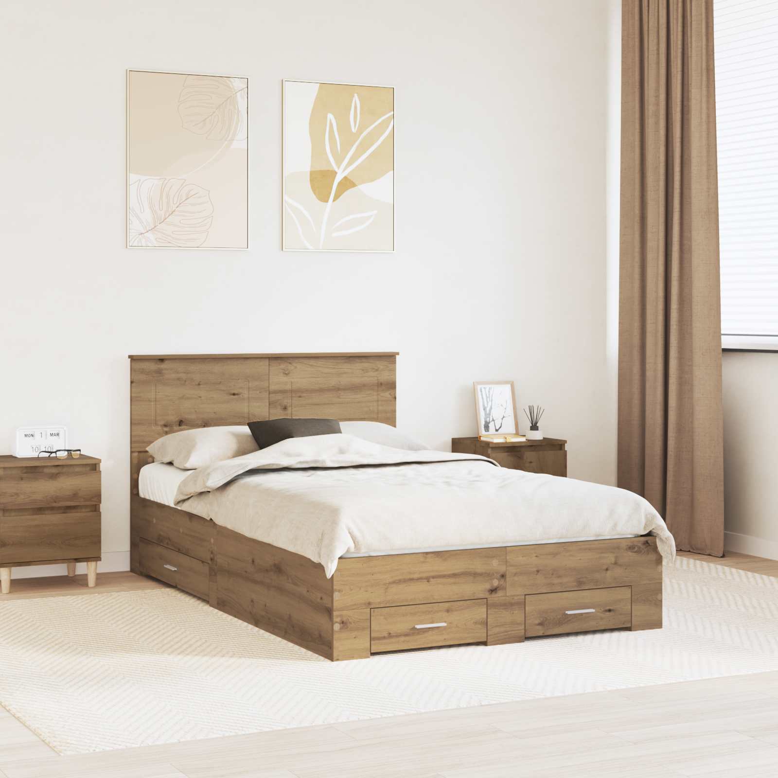 vidaXL Bedframe met lade Zwart en Zilver 200 x 200 cm Bewerkt hout