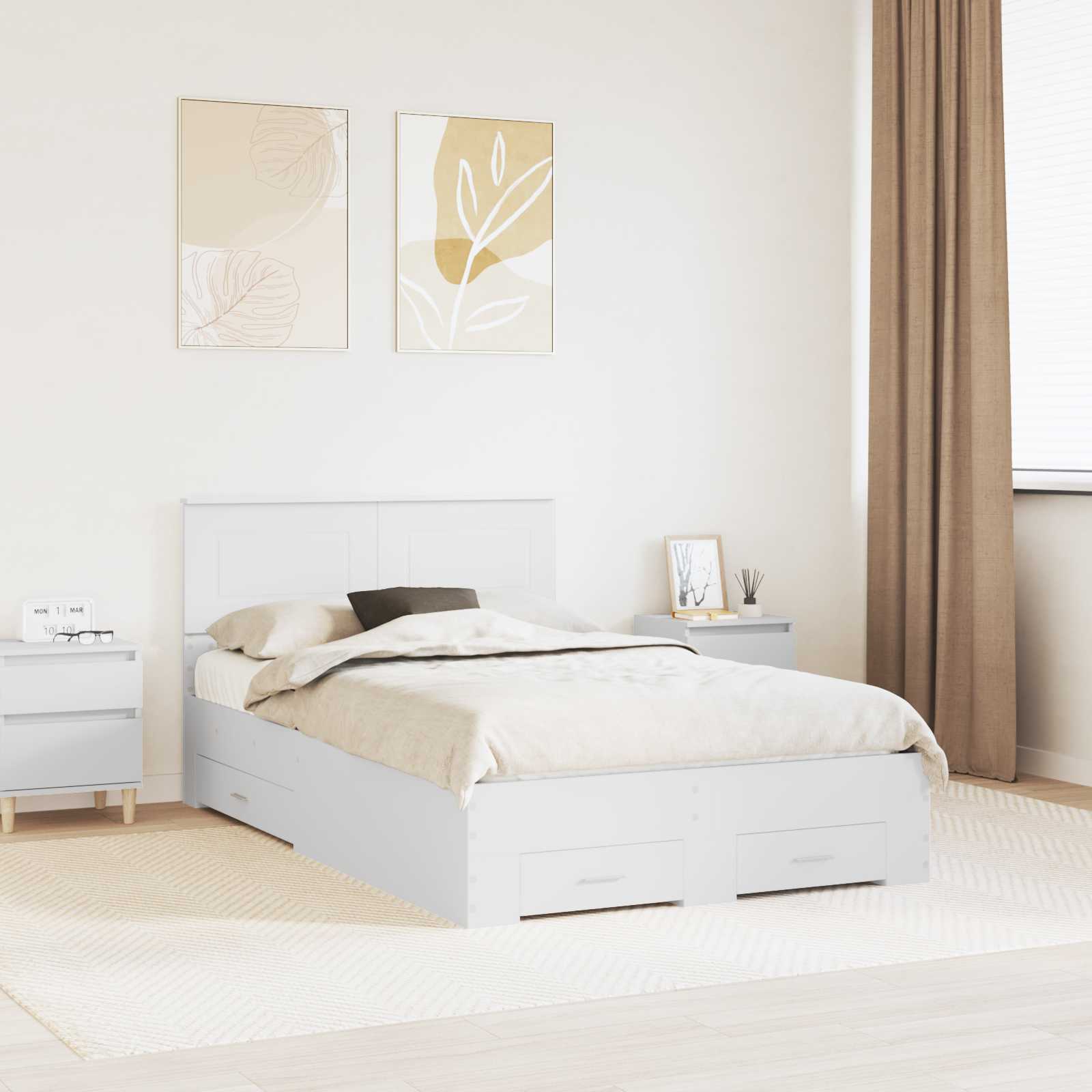 vidaXL Bedframe met lade Zwart en Zilver 200 x 200 cm Bewerkt hout