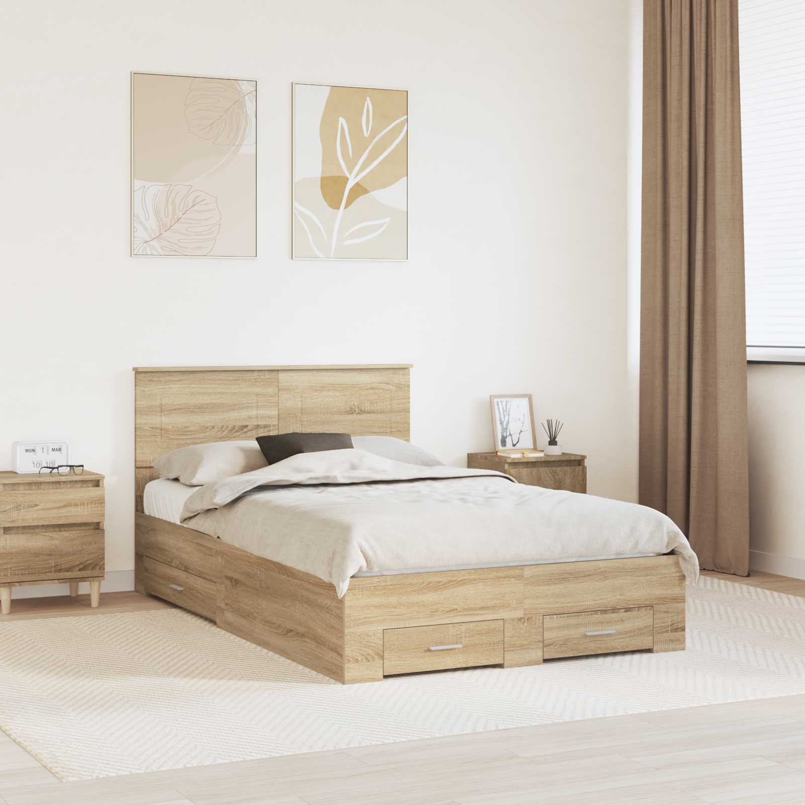 vidaXL Bedframe met lade Zwart en Zilver 200 x 200 cm Bewerkt hout