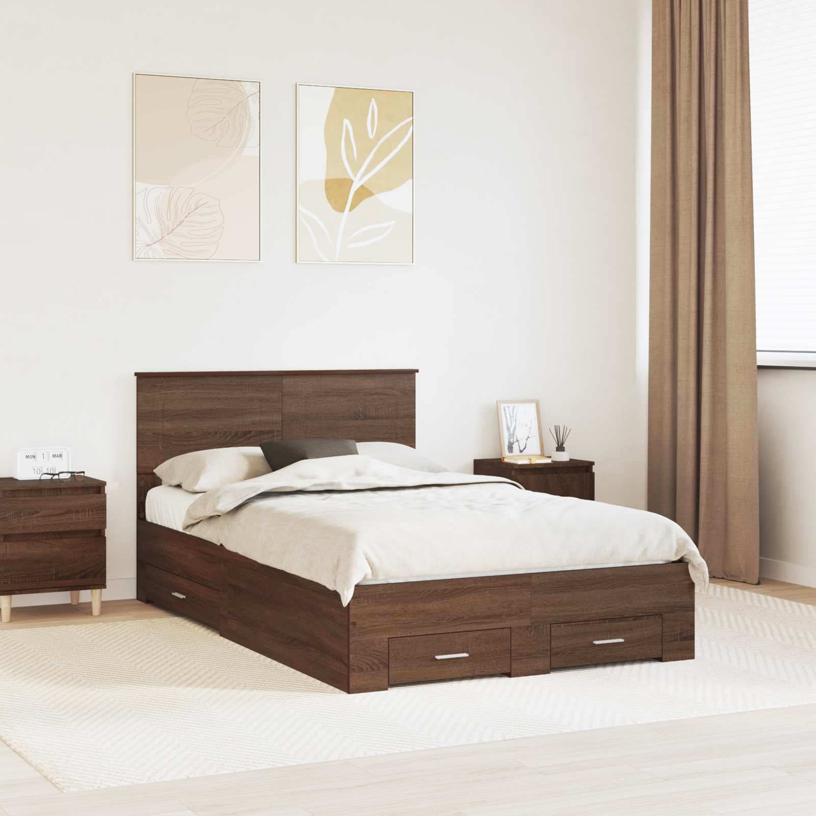 vidaXL Bedframe met lade Zwart en Zilver 200 x 200 cm Bewerkt hout