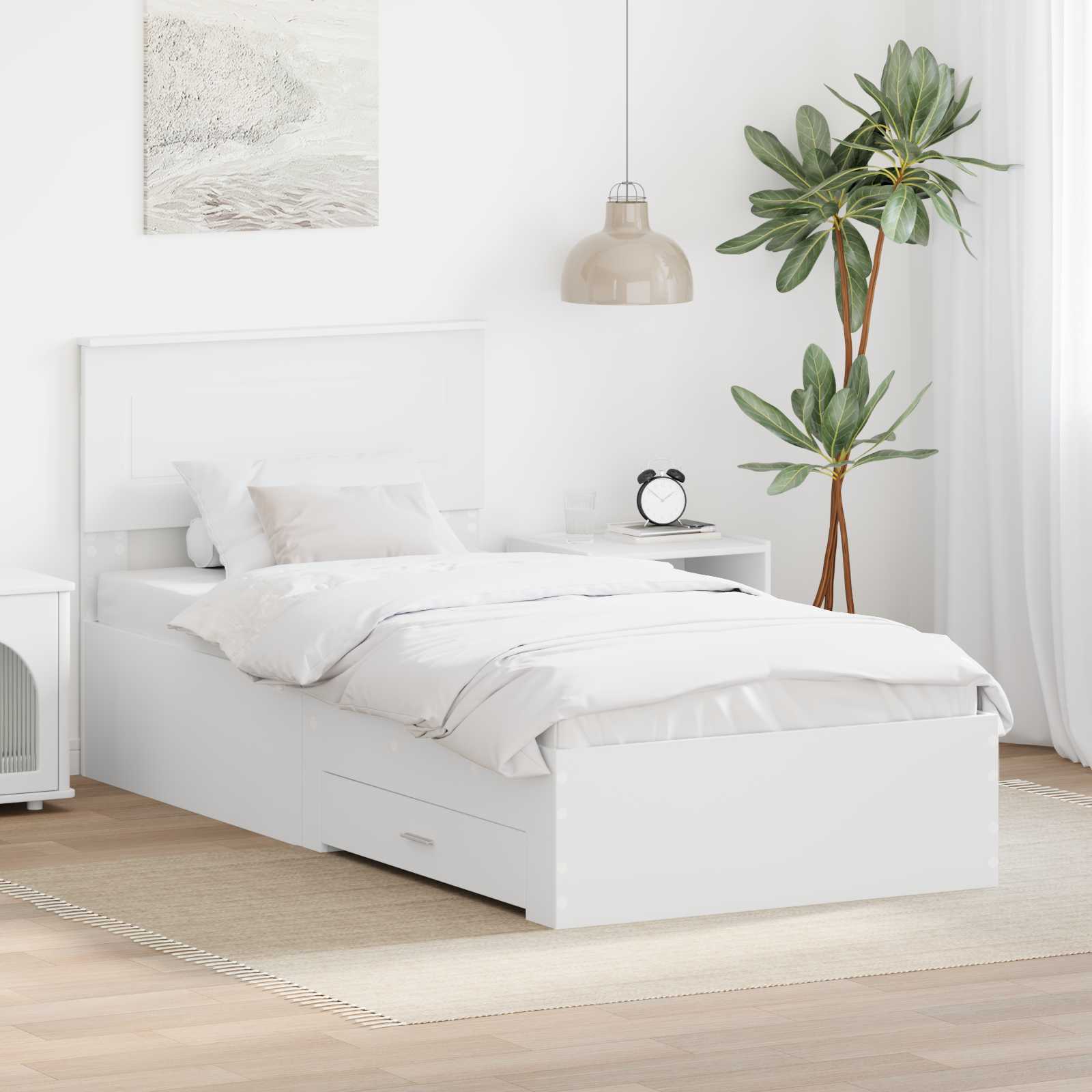 vidaXL Bedframe met lade Zwart en Zilver 200 x 200 cm Bewerkt hout
