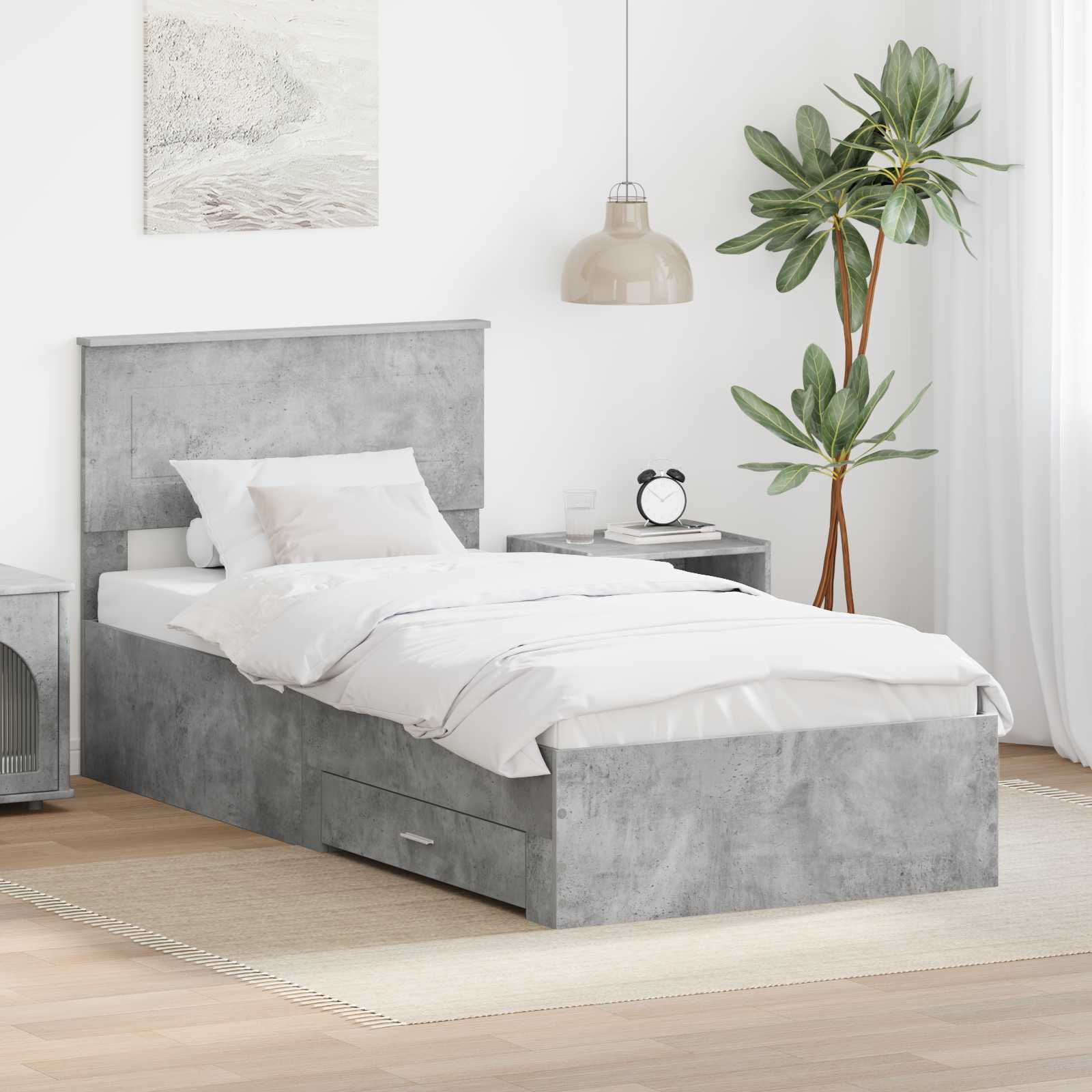 vidaXL Bedframe met lade Zwart en Zilver 200 x 200 cm Bewerkt hout