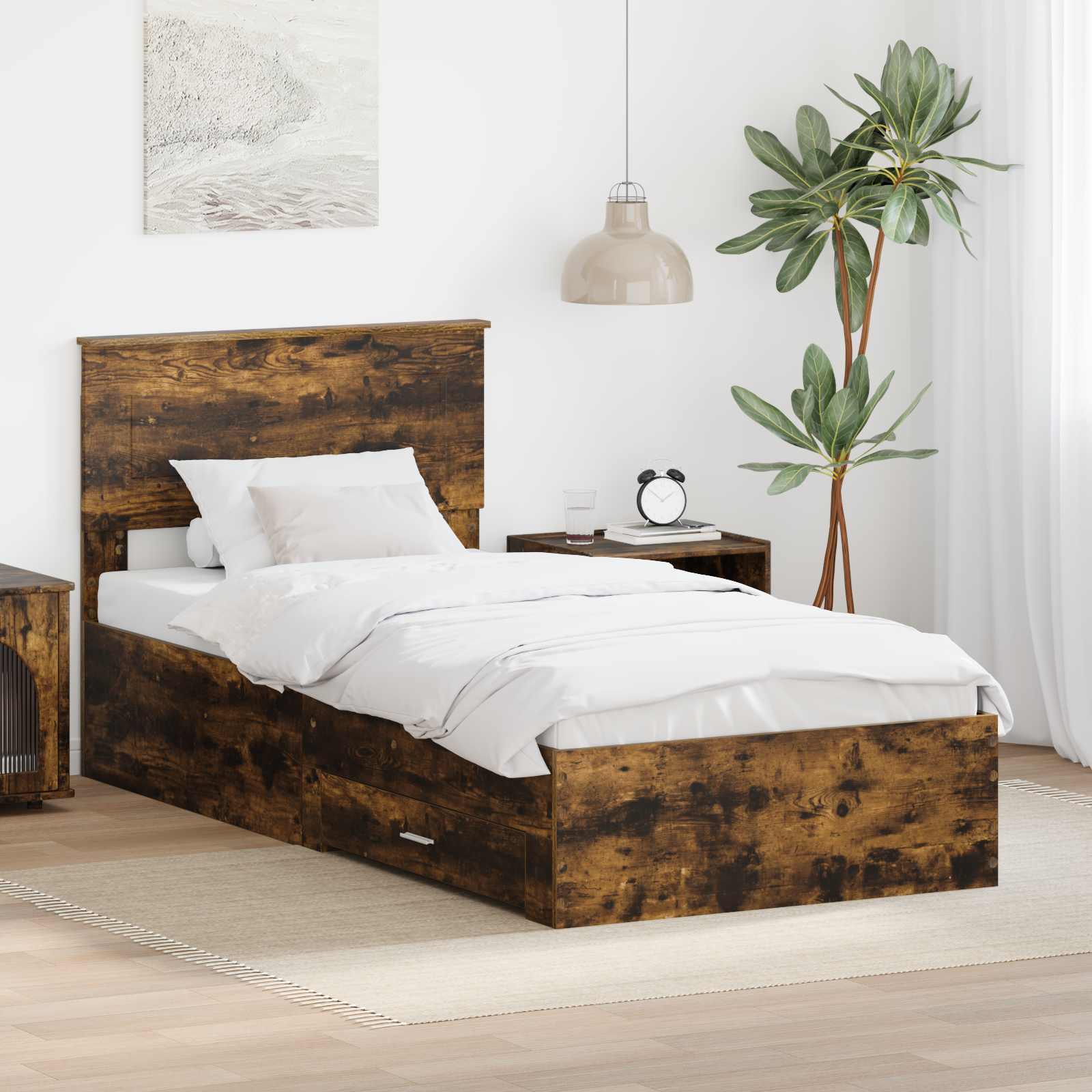 vidaXL Bedframe met lade Zwart en Zilver 200 x 200 cm Bewerkt hout
