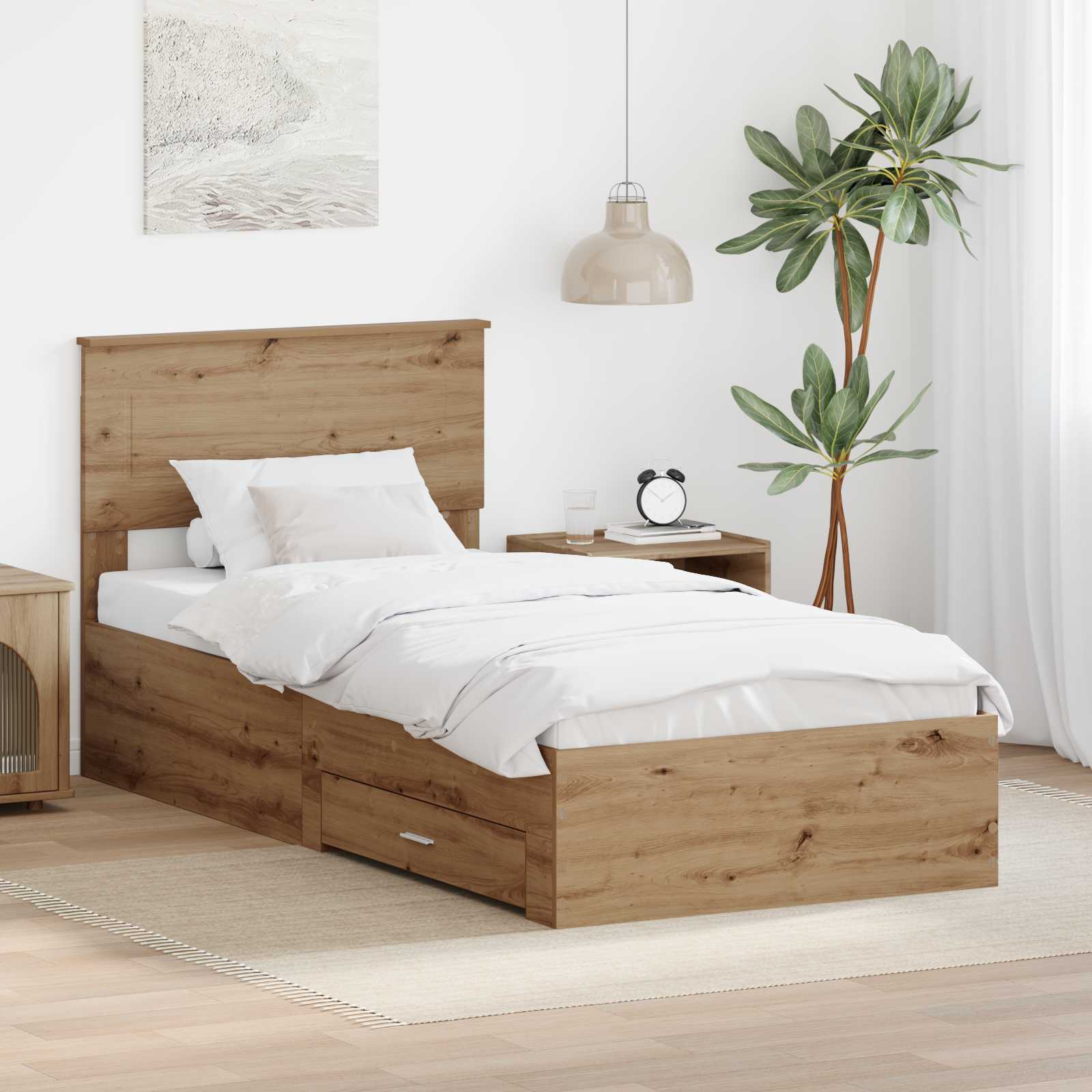 vidaXL Bedframe met lade Zwart en Zilver 200 x 200 cm Bewerkt hout