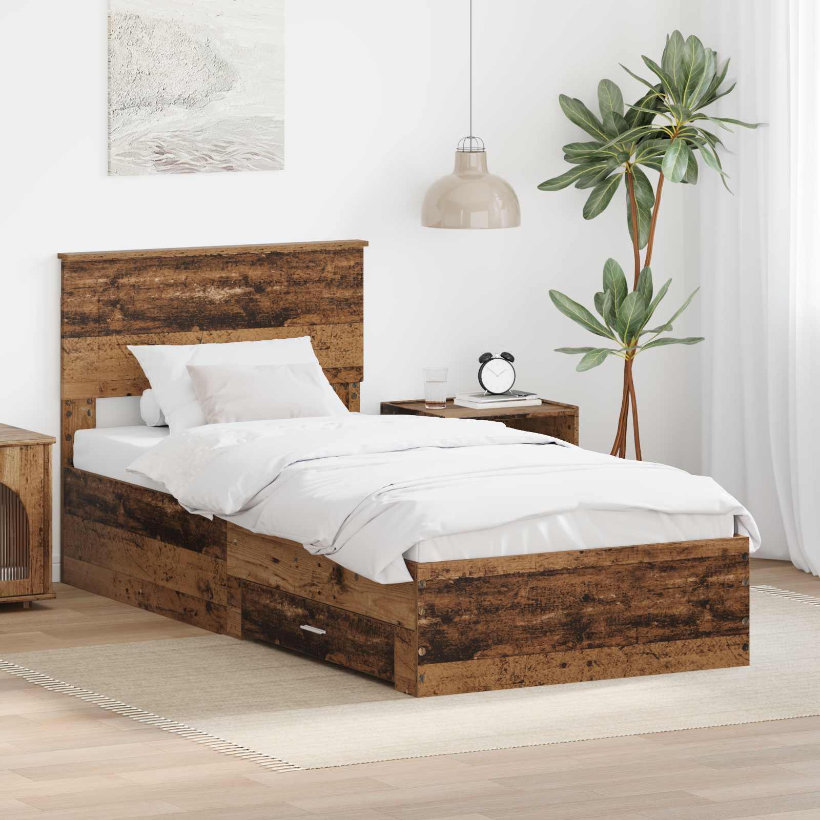 vidaXL Bedframe met lade Zwart en Zilver 200 x 200 cm Bewerkt hout