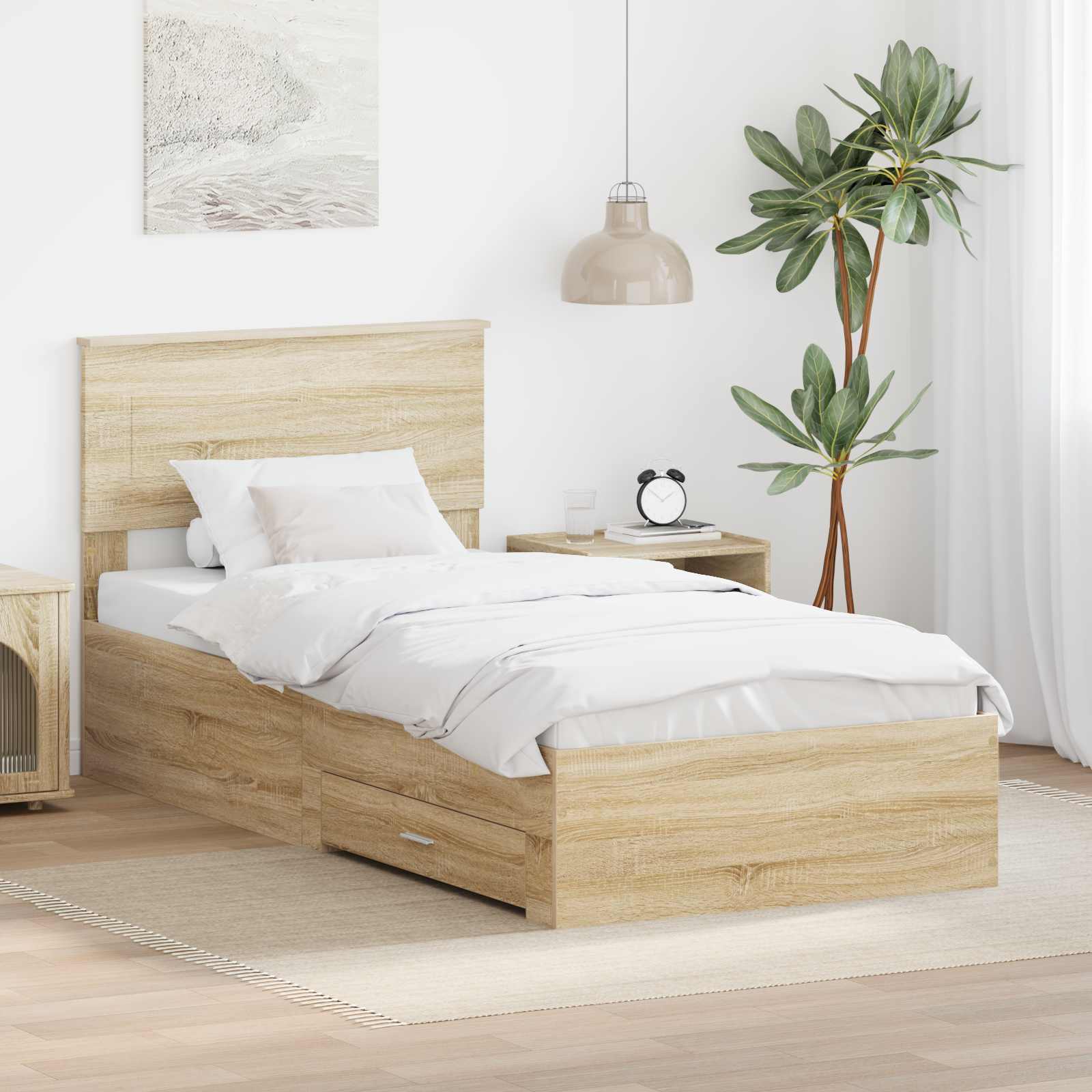vidaXL Bedframe met lade Zwart en Zilver 200 x 200 cm Bewerkt hout