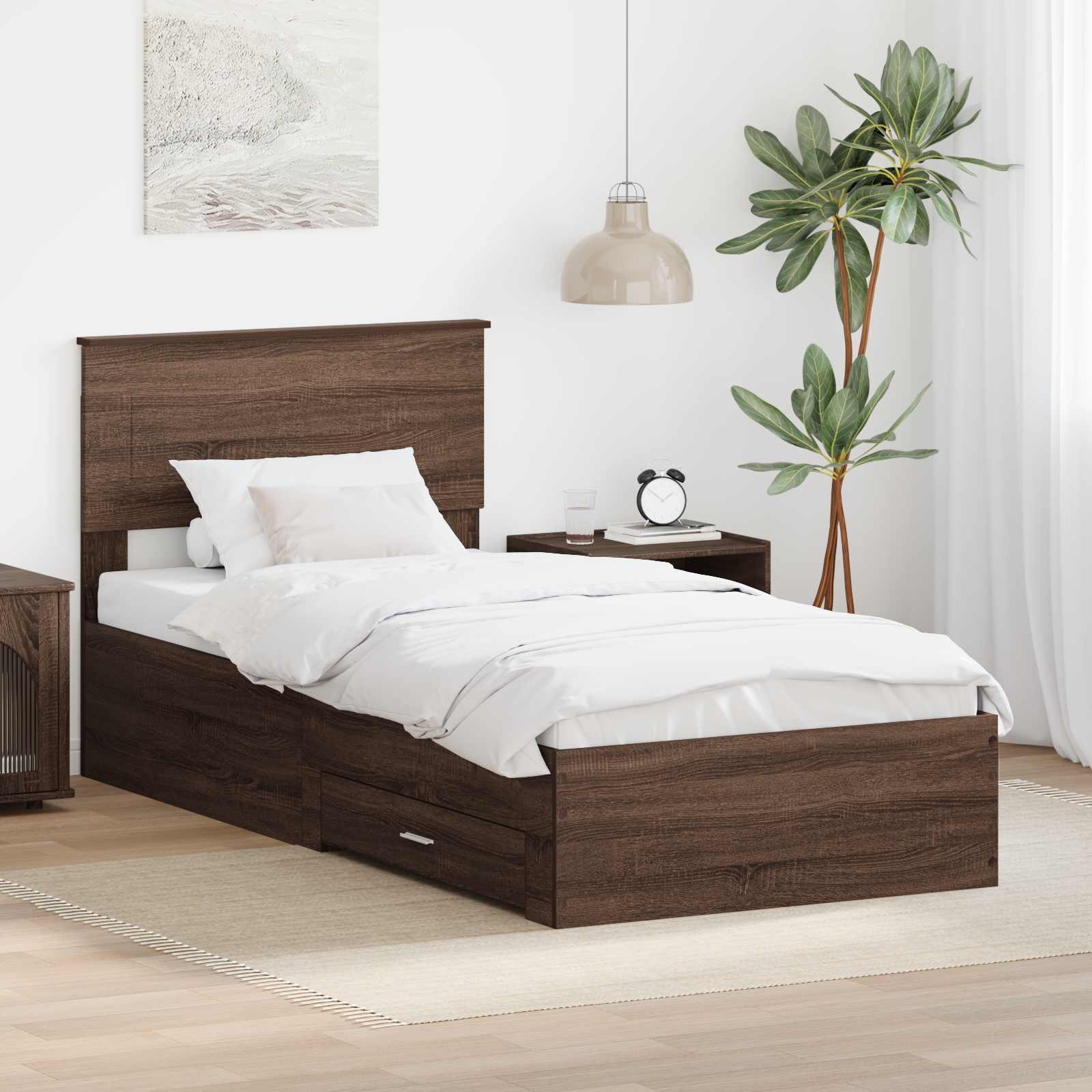 vidaXL Bedframe met lade Zwart en Zilver 200 x 200 cm Bewerkt hout