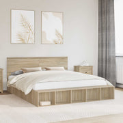 vidaXL Bedframe met plank Sonoma Eiken 200 x 200 cm Bewerkt hout