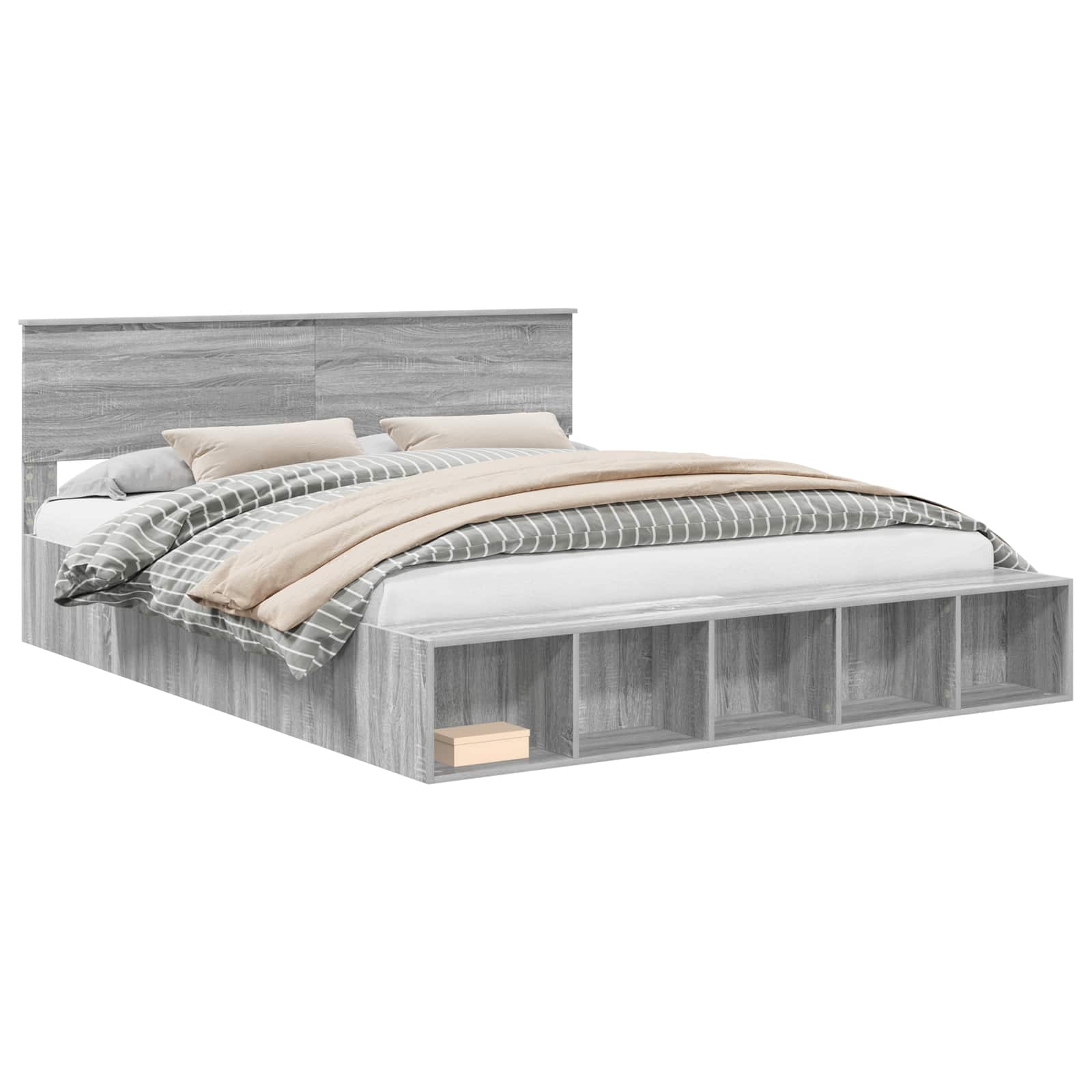 vidaXL Bedframe met plank Sonoma Eiken 200 x 200 cm Bewerkt hout