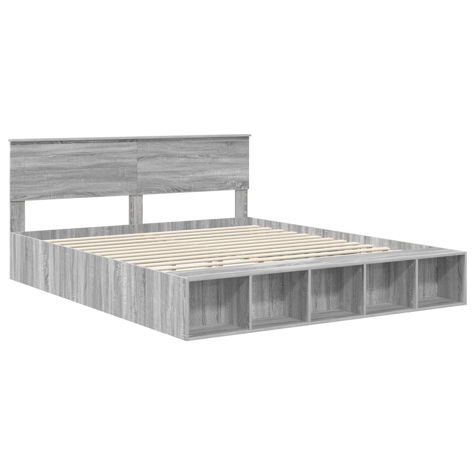 vidaXL Bedframe met plank Sonoma Eiken 200 x 200 cm Bewerkt hout