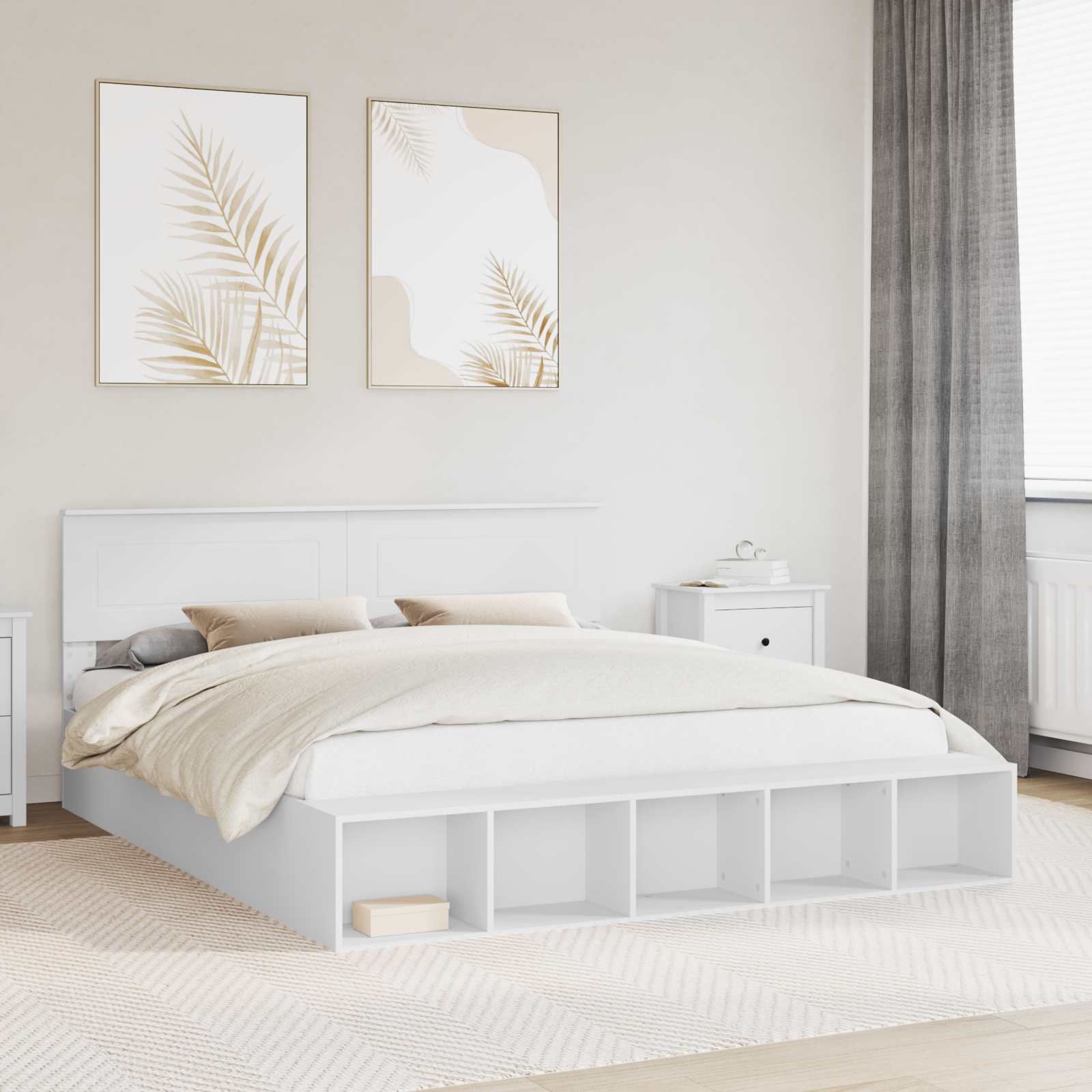 vidaXL Bedframe met plank Sonoma Eiken 200 x 200 cm Bewerkt hout