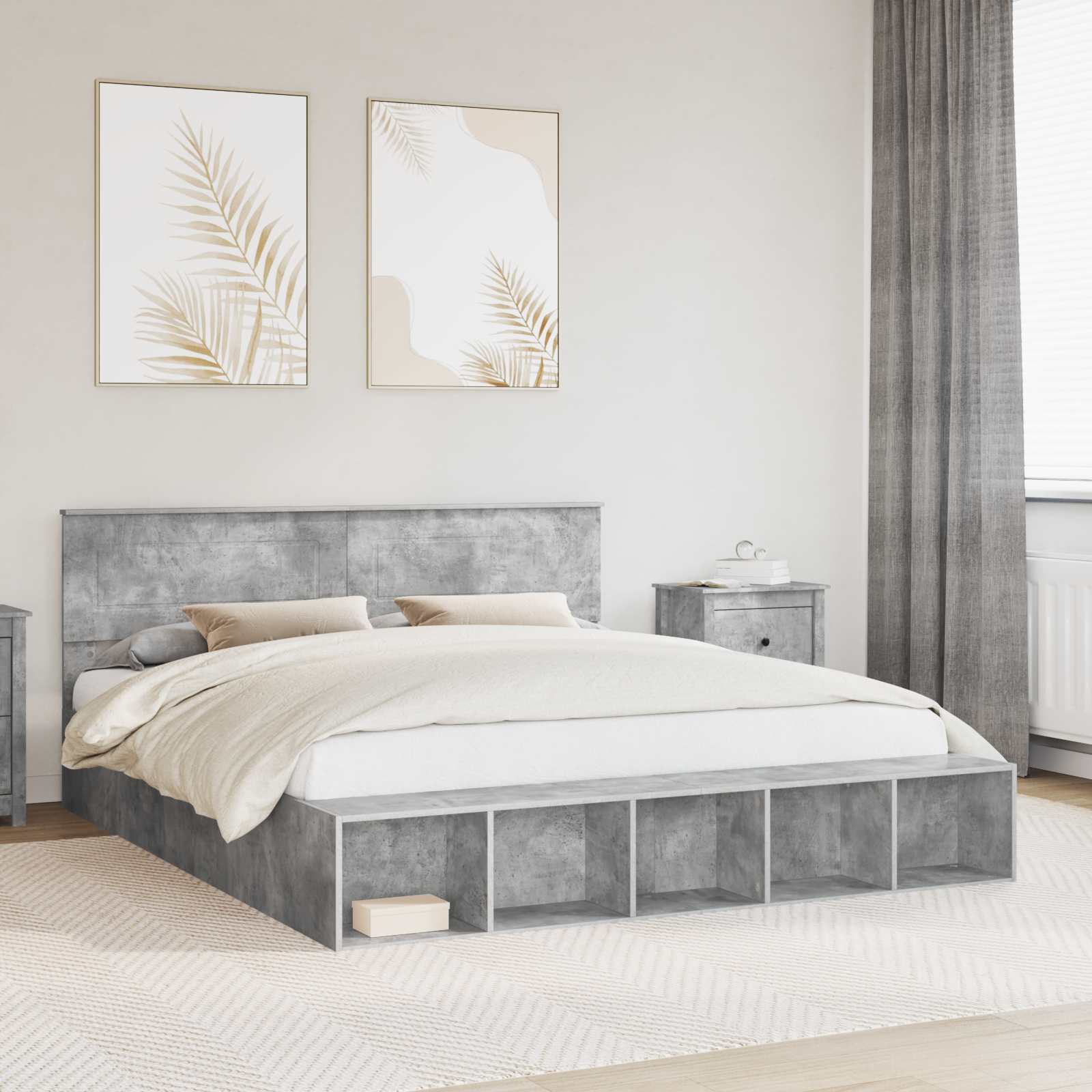 vidaXL Bedframe met plank Sonoma Eiken 200 x 200 cm Bewerkt hout