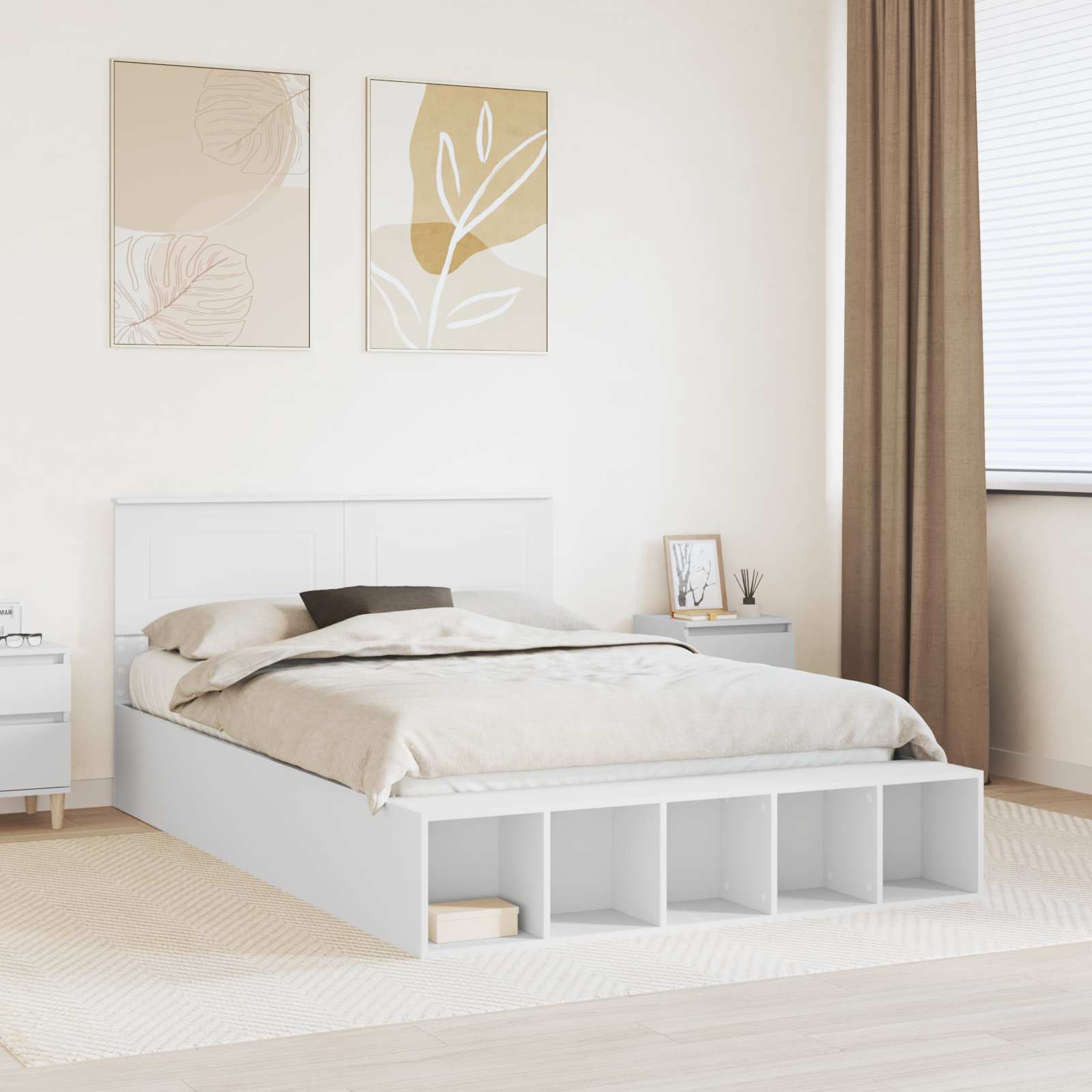 vidaXL Bedframe met plank Sonoma Eiken 200 x 200 cm Bewerkt hout