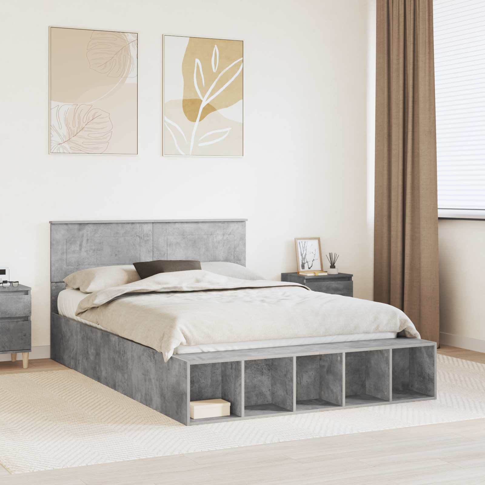 vidaXL Bedframe met plank Sonoma Eiken 200 x 200 cm Bewerkt hout