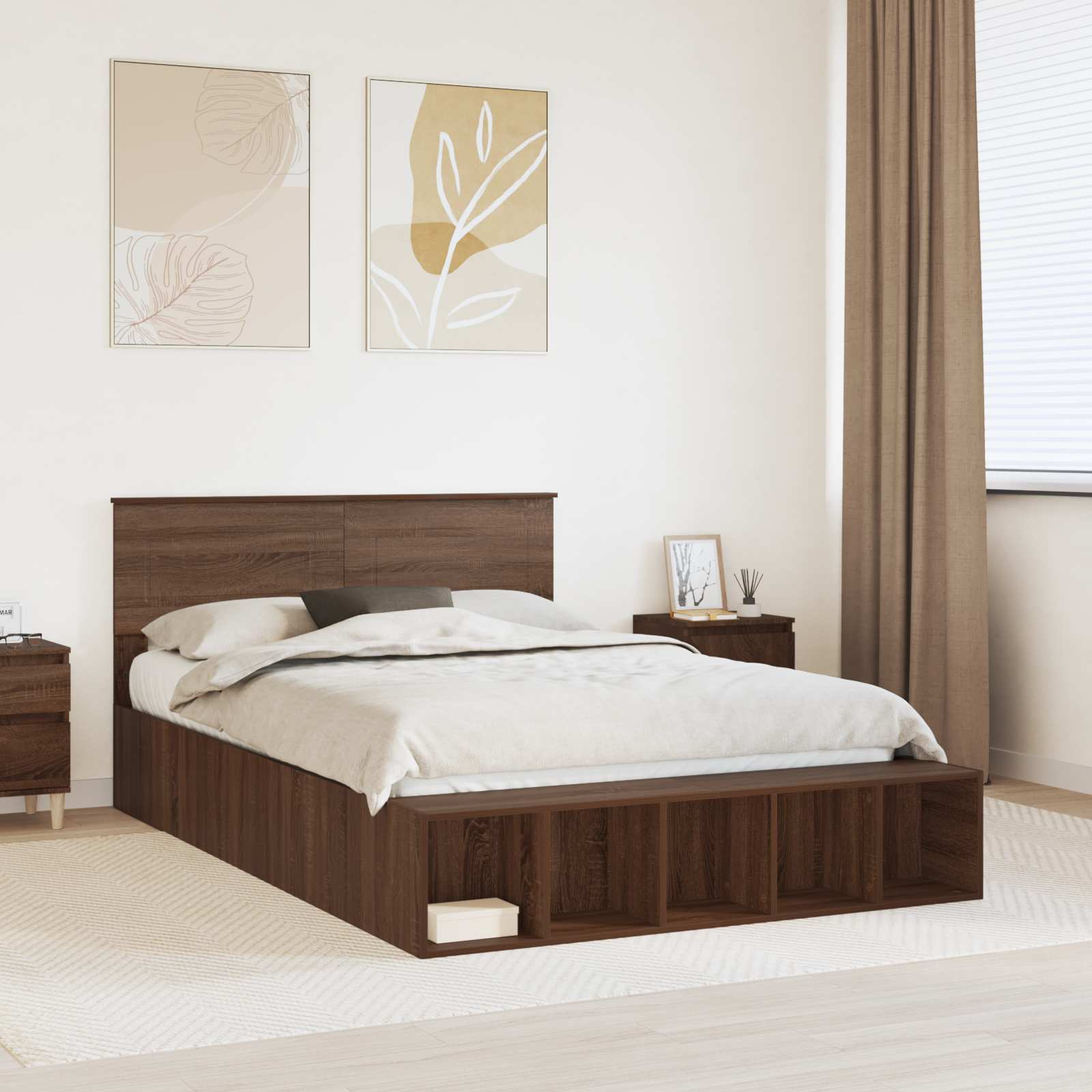 vidaXL Bedframe met plank Sonoma Eiken 200 x 200 cm Bewerkt hout