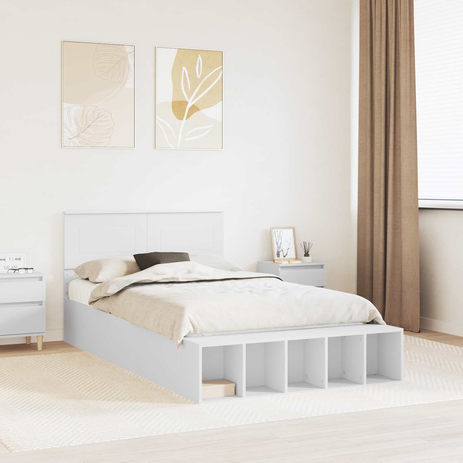 vidaXL Bedframe met plank Sonoma Eiken 200 x 200 cm Bewerkt hout