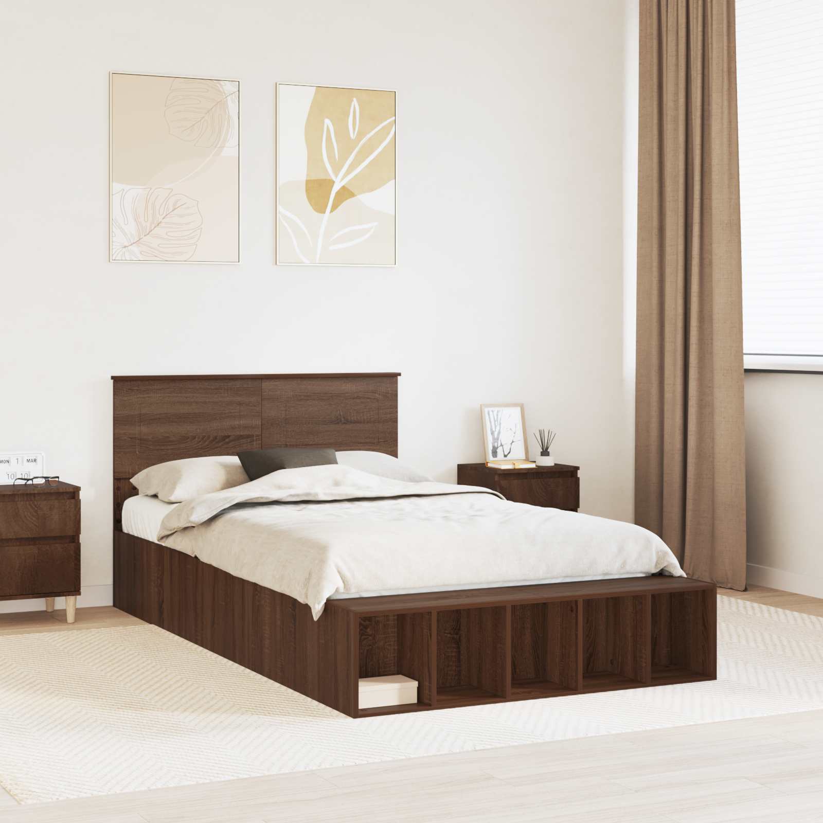 vidaXL Bedframe met plank Sonoma Eiken 200 x 200 cm Bewerkt hout
