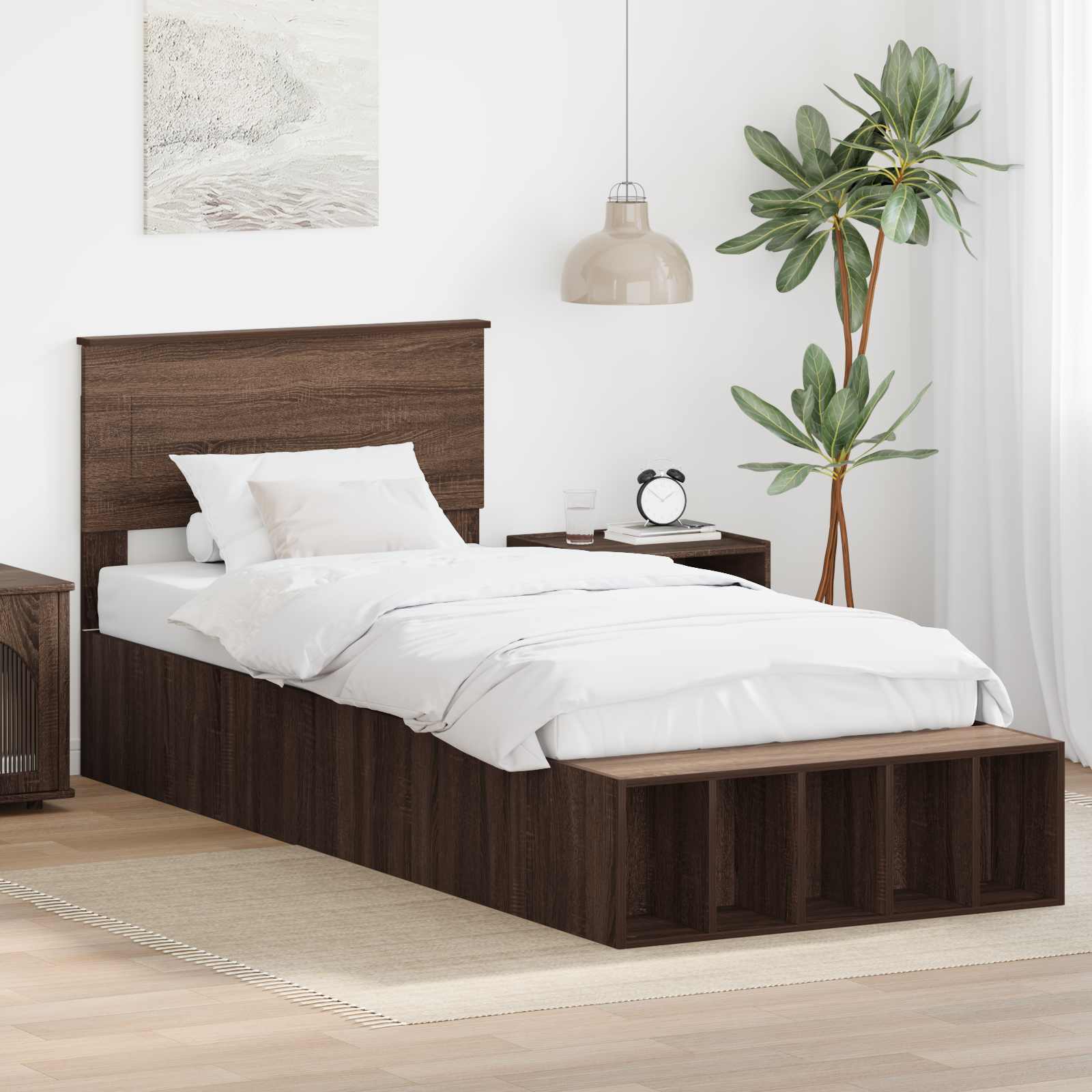 vidaXL Bedframe met plank Sonoma Eiken 200 x 200 cm Bewerkt hout