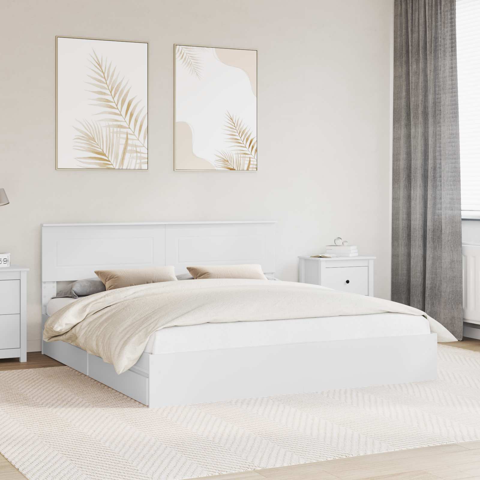 vidaXL Bedframe met lade met hoofdeinde Wit 200 x 200 cm Bewerkt hout
