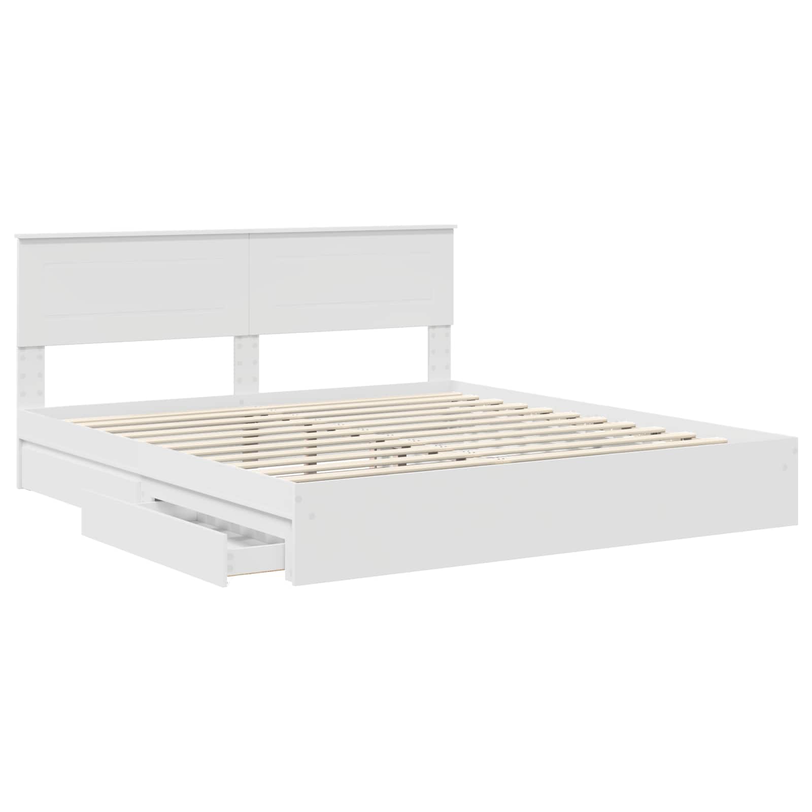 vidaXL Bedframe met lade met hoofdeinde Wit 200 x 200 cm Bewerkt hout