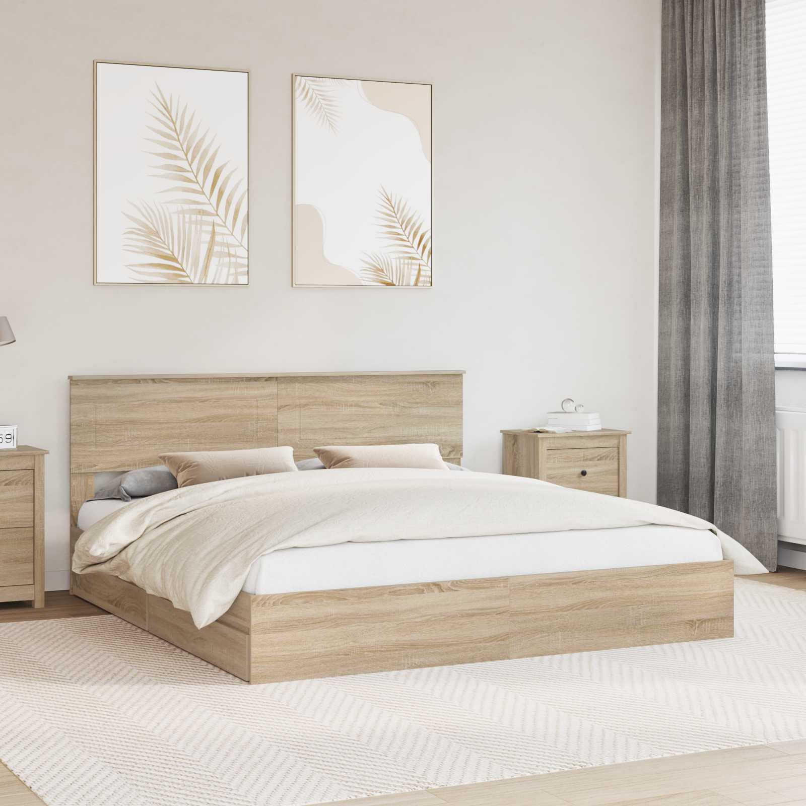 vidaXL Bedframe met lade met hoofdeinde Wit 200 x 200 cm Bewerkt hout