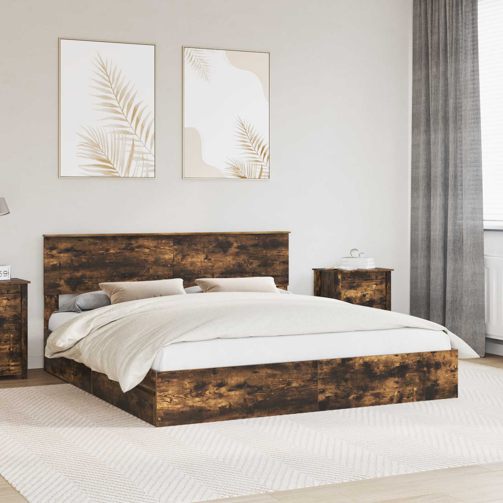 vidaXL Bedframe met lade met hoofdeinde Wit 200 x 200 cm Bewerkt hout