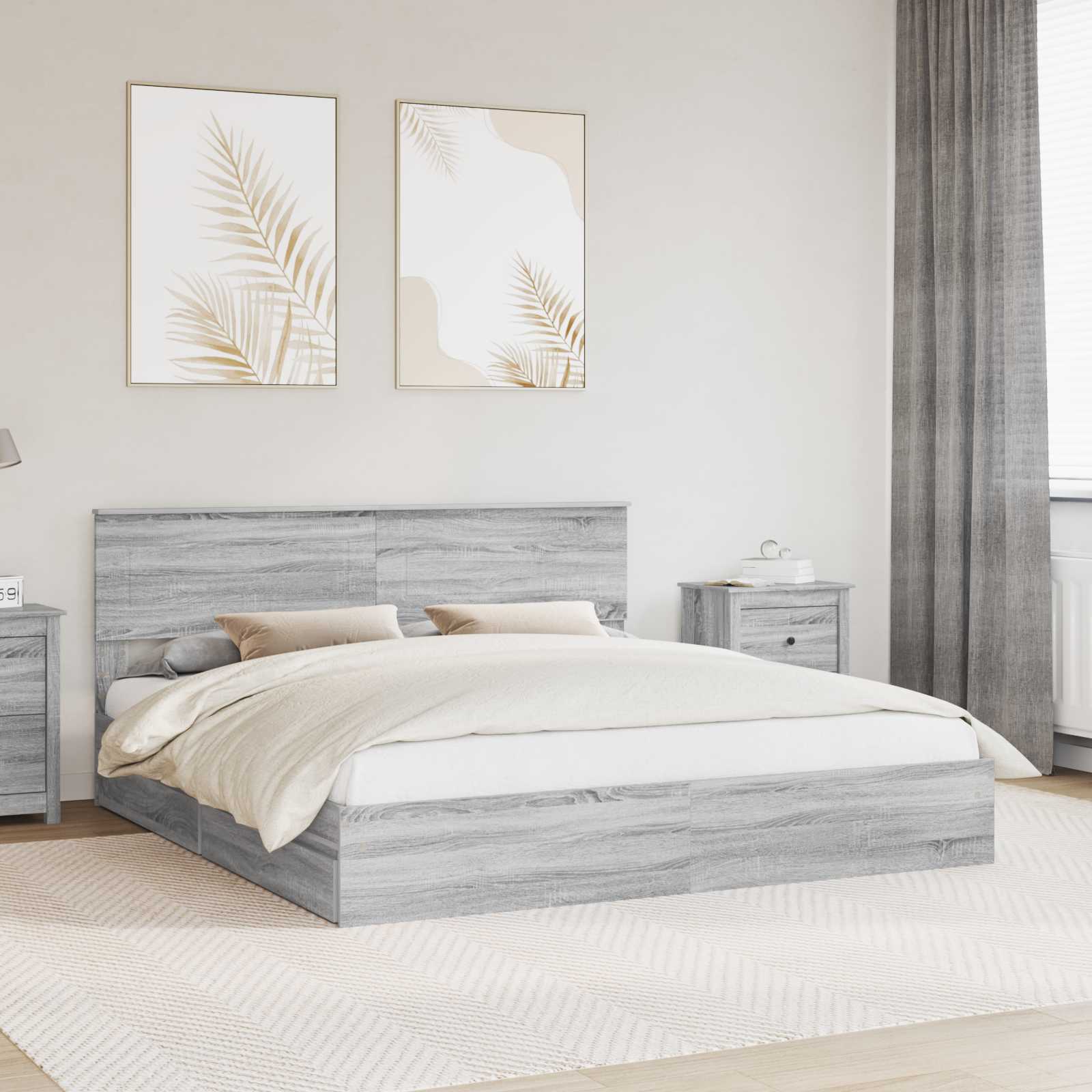 vidaXL Bedframe met lade met hoofdeinde Wit 200 x 200 cm Bewerkt hout