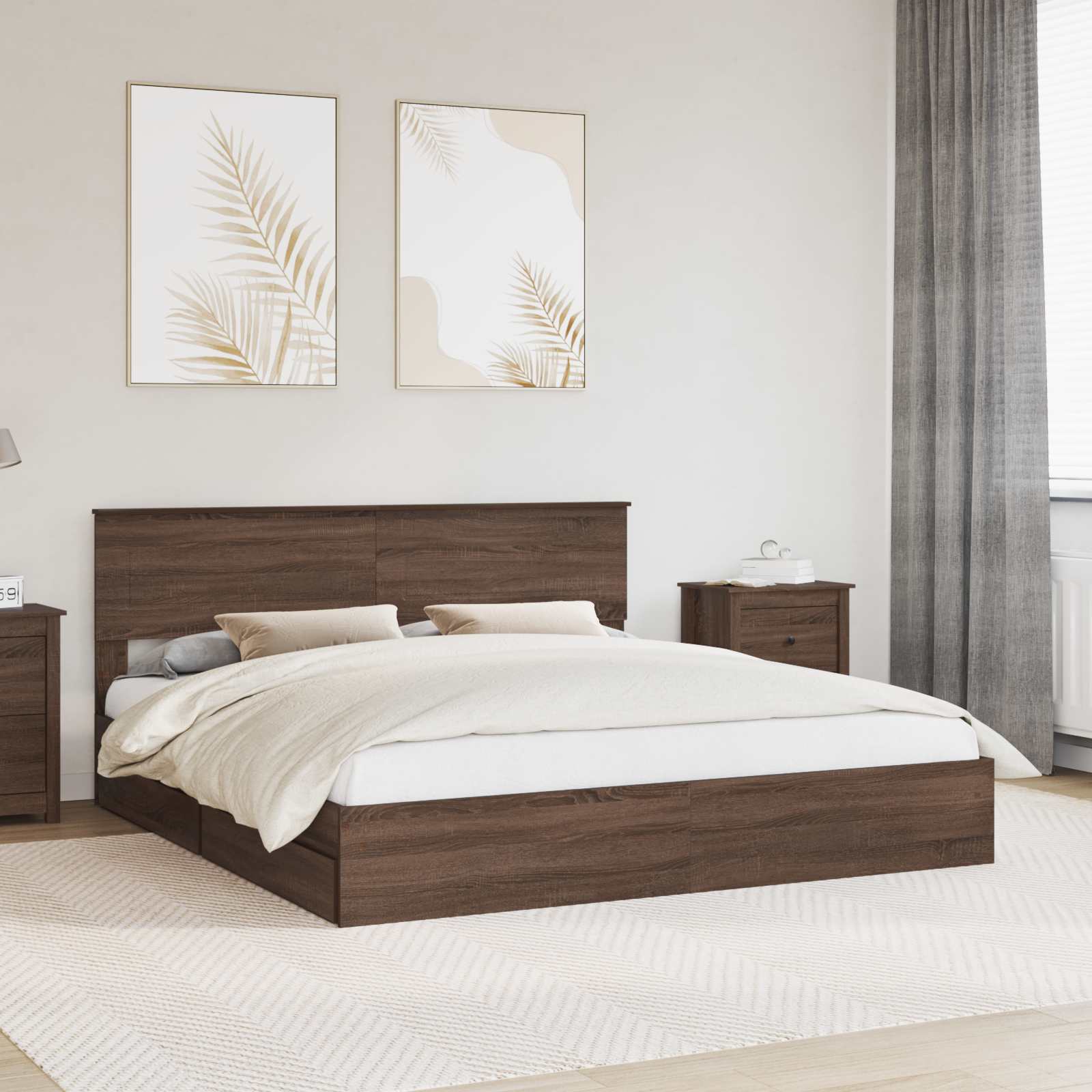 vidaXL Bedframe met lade met hoofdeinde Wit 200 x 200 cm Bewerkt hout