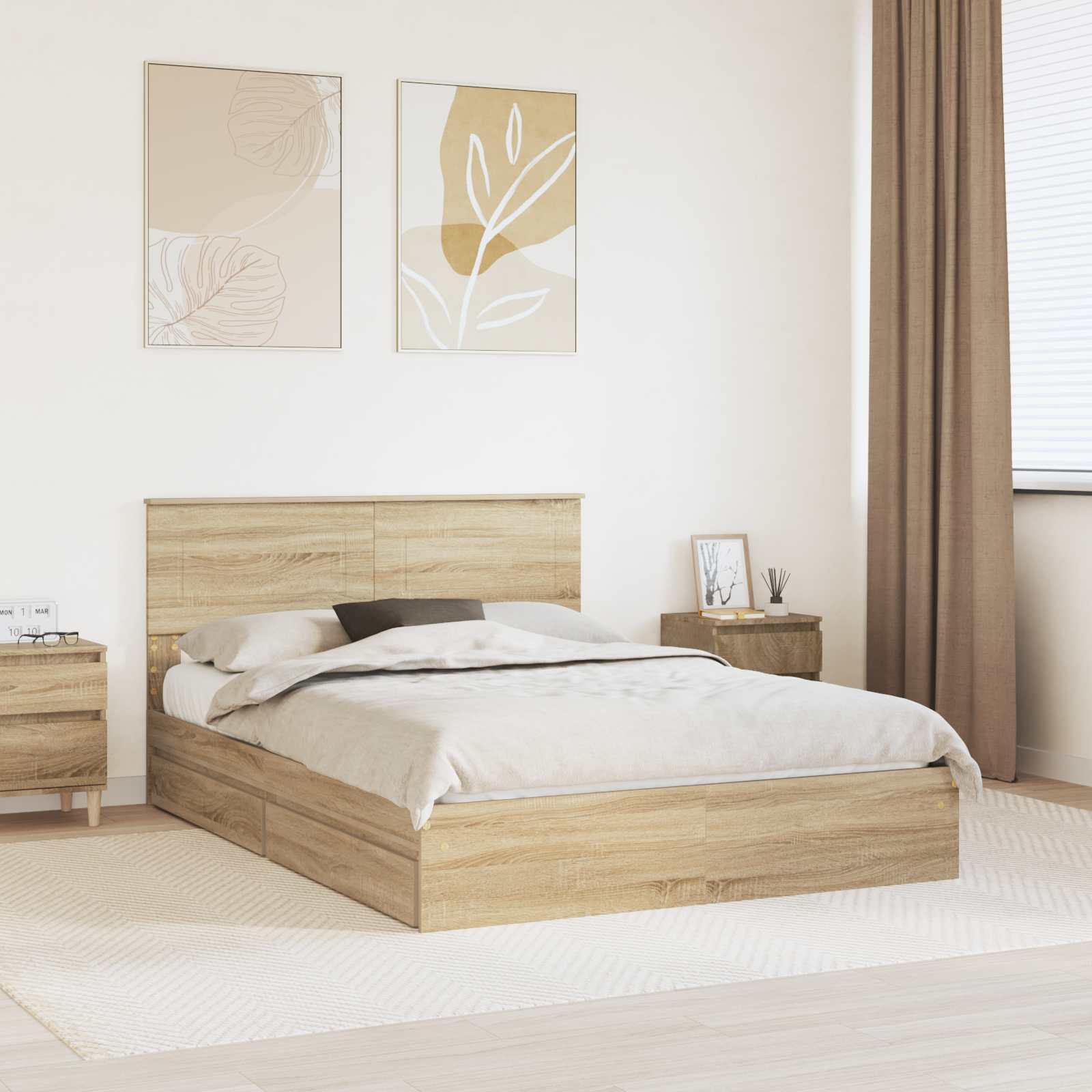 vidaXL Bedframe met lade met hoofdeinde Wit 200 x 200 cm Bewerkt hout