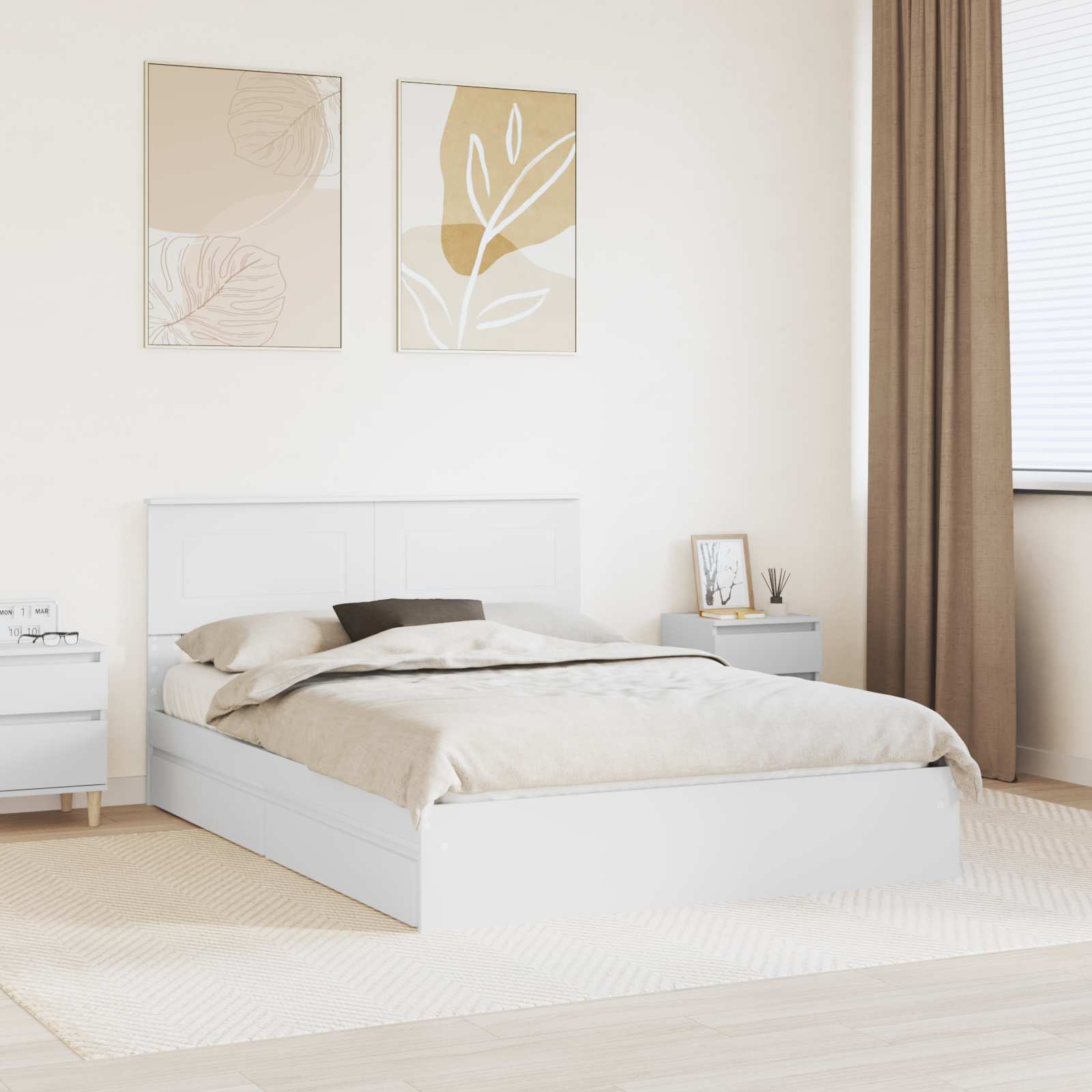 vidaXL Bedframe met lade met hoofdeinde Wit 200 x 200 cm Bewerkt hout