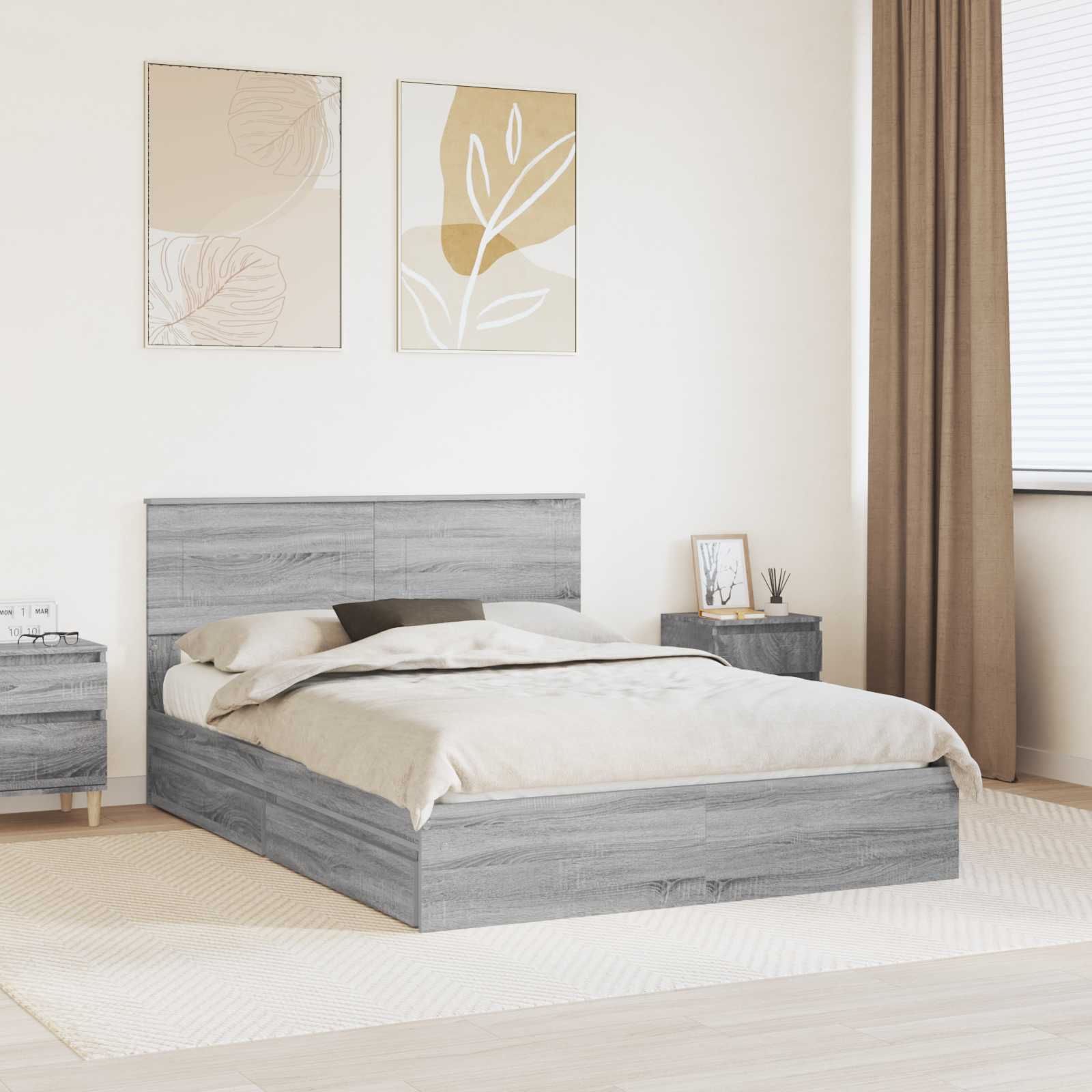 vidaXL Bedframe met lade met hoofdeinde Wit 200 x 200 cm Bewerkt hout