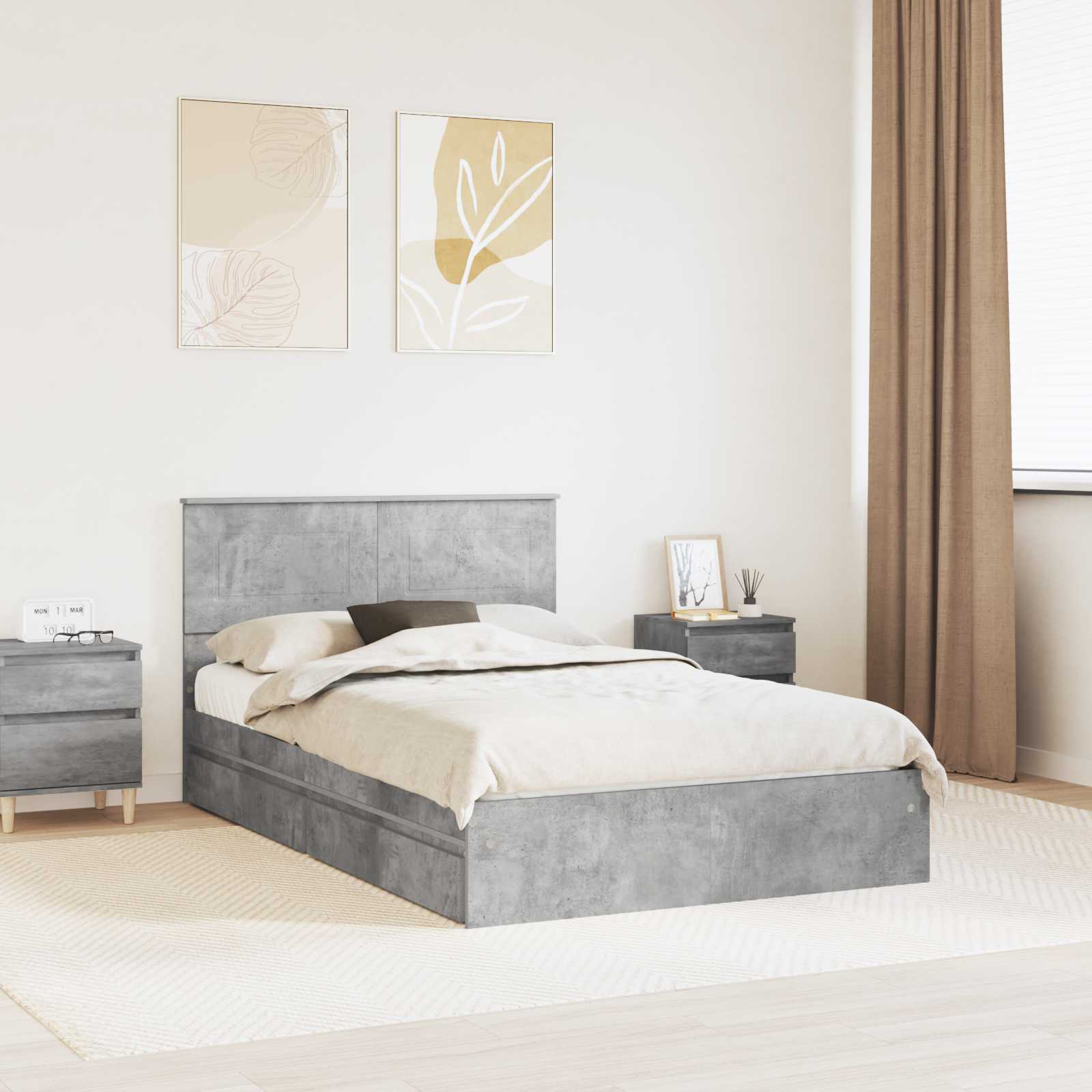 vidaXL Bedframe met lade met hoofdeinde Wit 200 x 200 cm Bewerkt hout