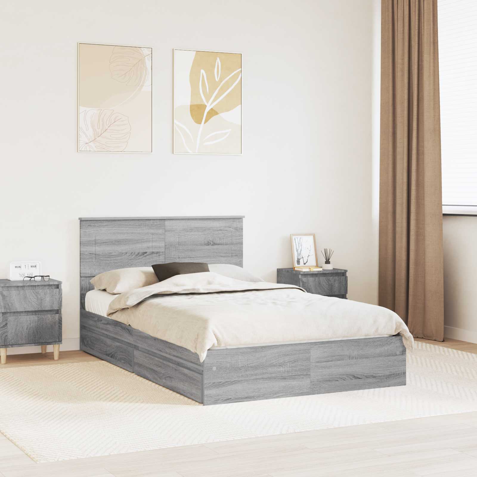 vidaXL Bedframe met lade met hoofdeinde Wit 200 x 200 cm Bewerkt hout