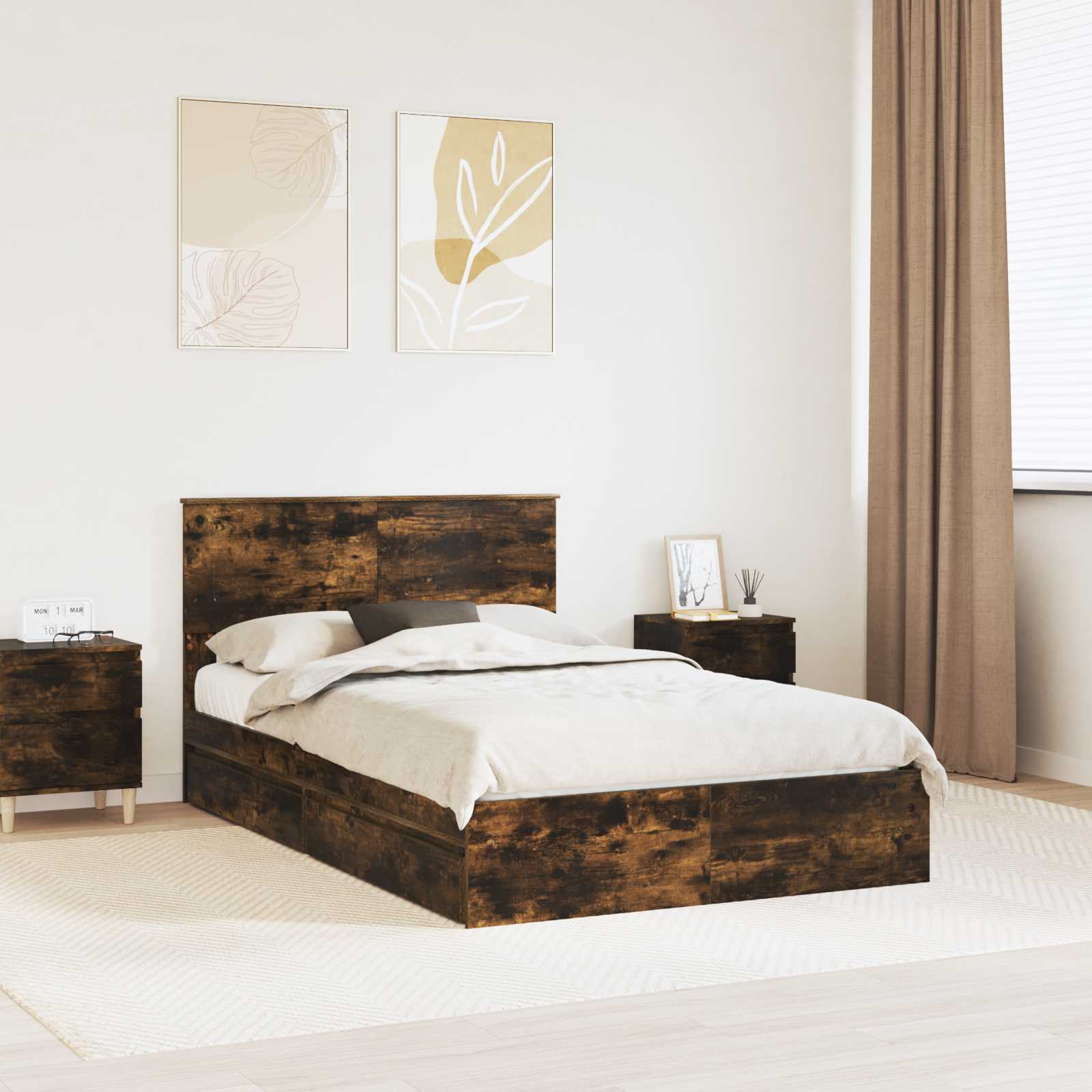 vidaXL Bedframe met lade met hoofdeinde Wit 200 x 200 cm Bewerkt hout