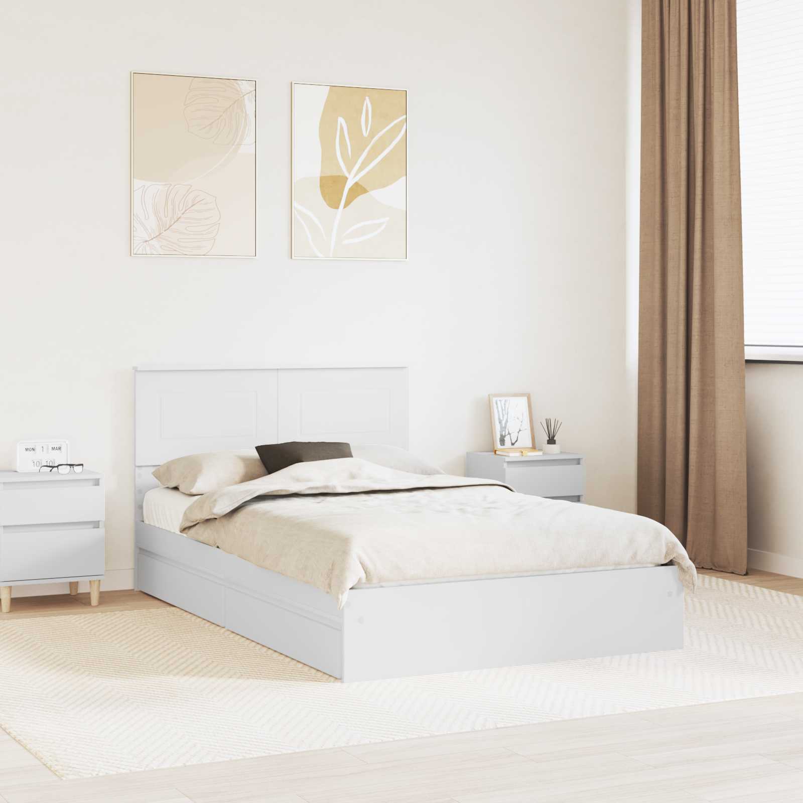 vidaXL Bedframe met lade met hoofdeinde Wit 200 x 200 cm Bewerkt hout