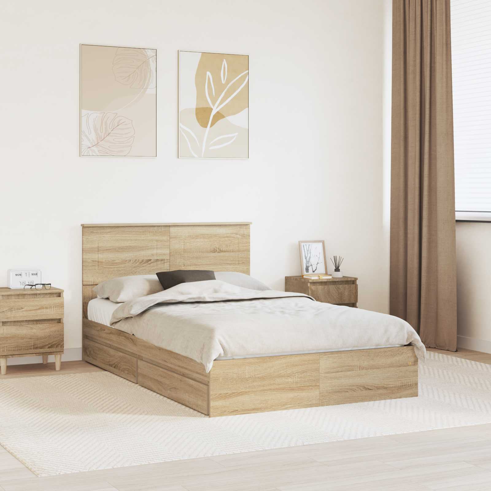 vidaXL Bedframe met lade met hoofdeinde Wit 200 x 200 cm Bewerkt hout