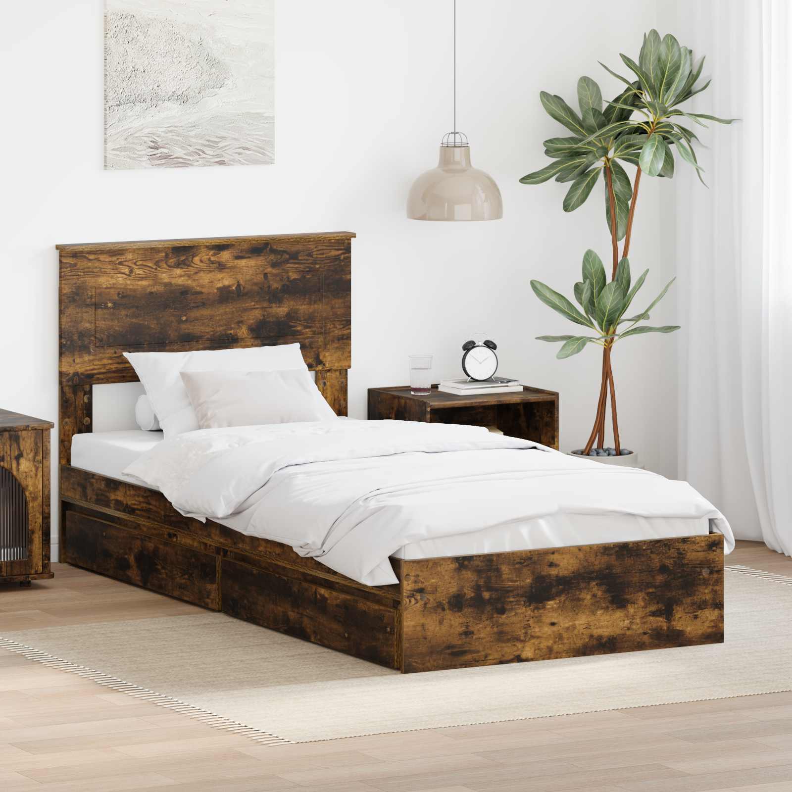 vidaXL Bedframe met lade met hoofdeinde Wit 200 x 200 cm Bewerkt hout