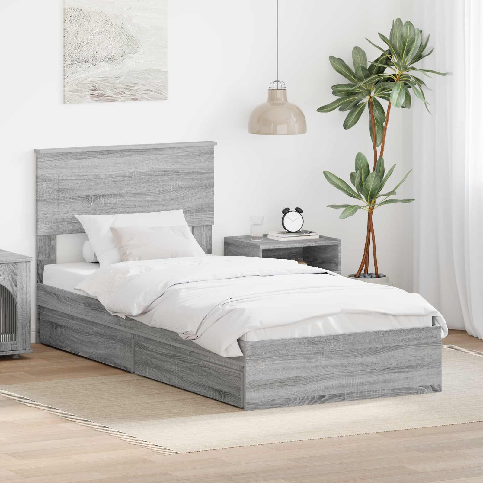 vidaXL Bedframe met lade met hoofdeinde Wit 200 x 200 cm Bewerkt hout