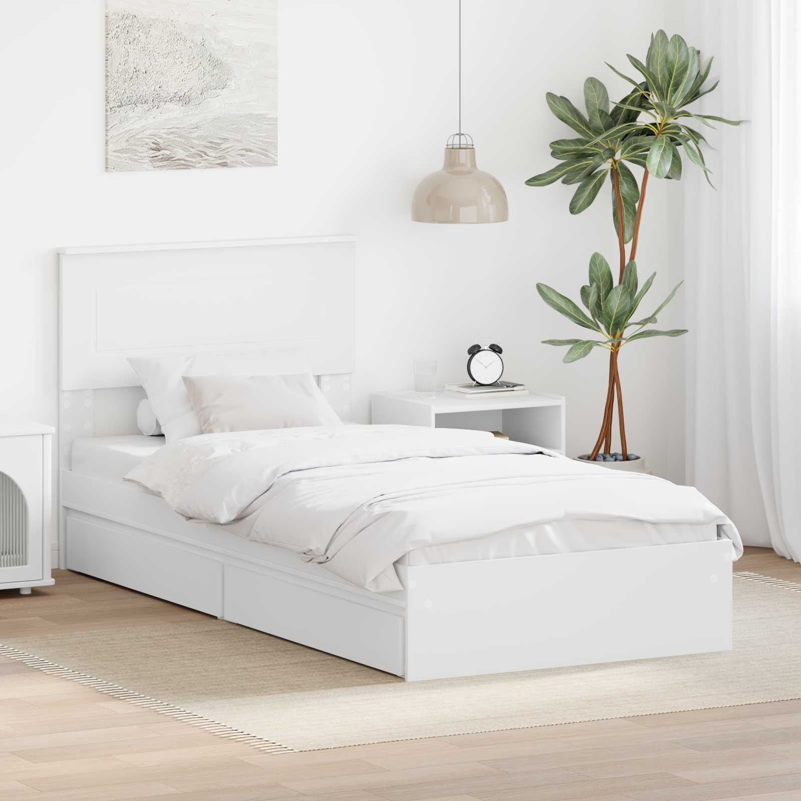 vidaXL Bedframe met lade met hoofdeinde Wit 200 x 200 cm Bewerkt hout